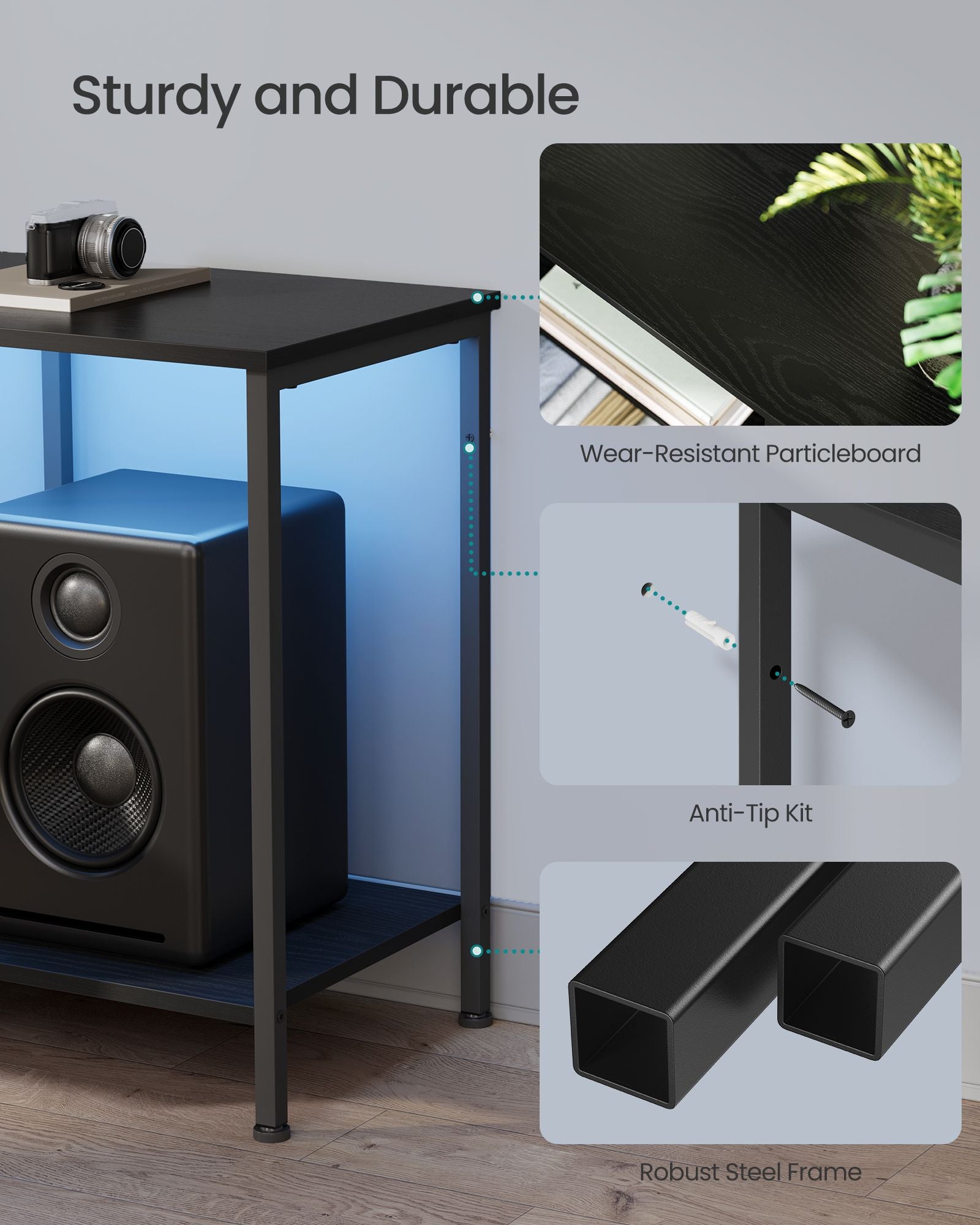 BELLAH Collection - TV Stand with Power Outlets and Lights