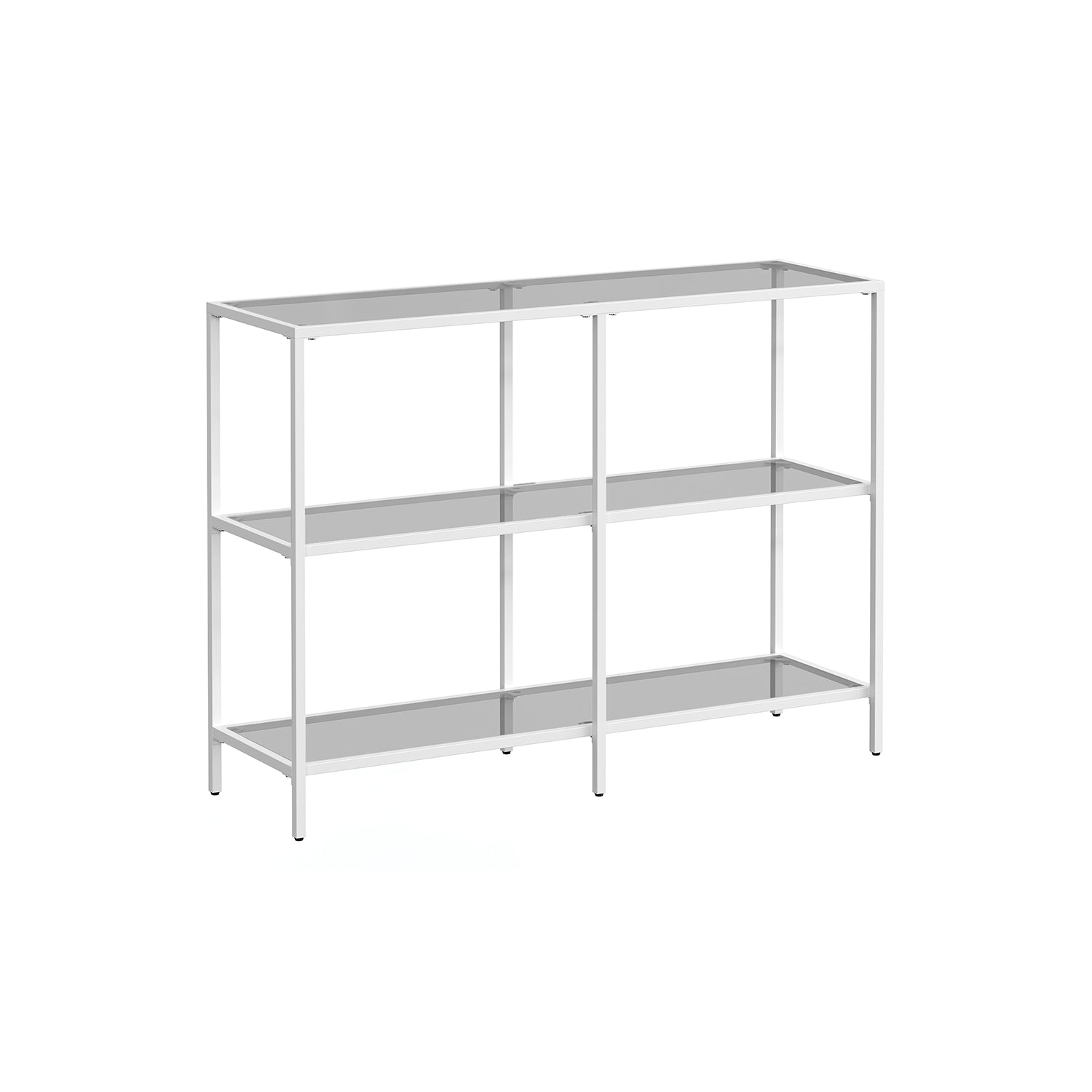 51.2 Inch Console Table with 3 Shelves - Pearl White, Slate Gray