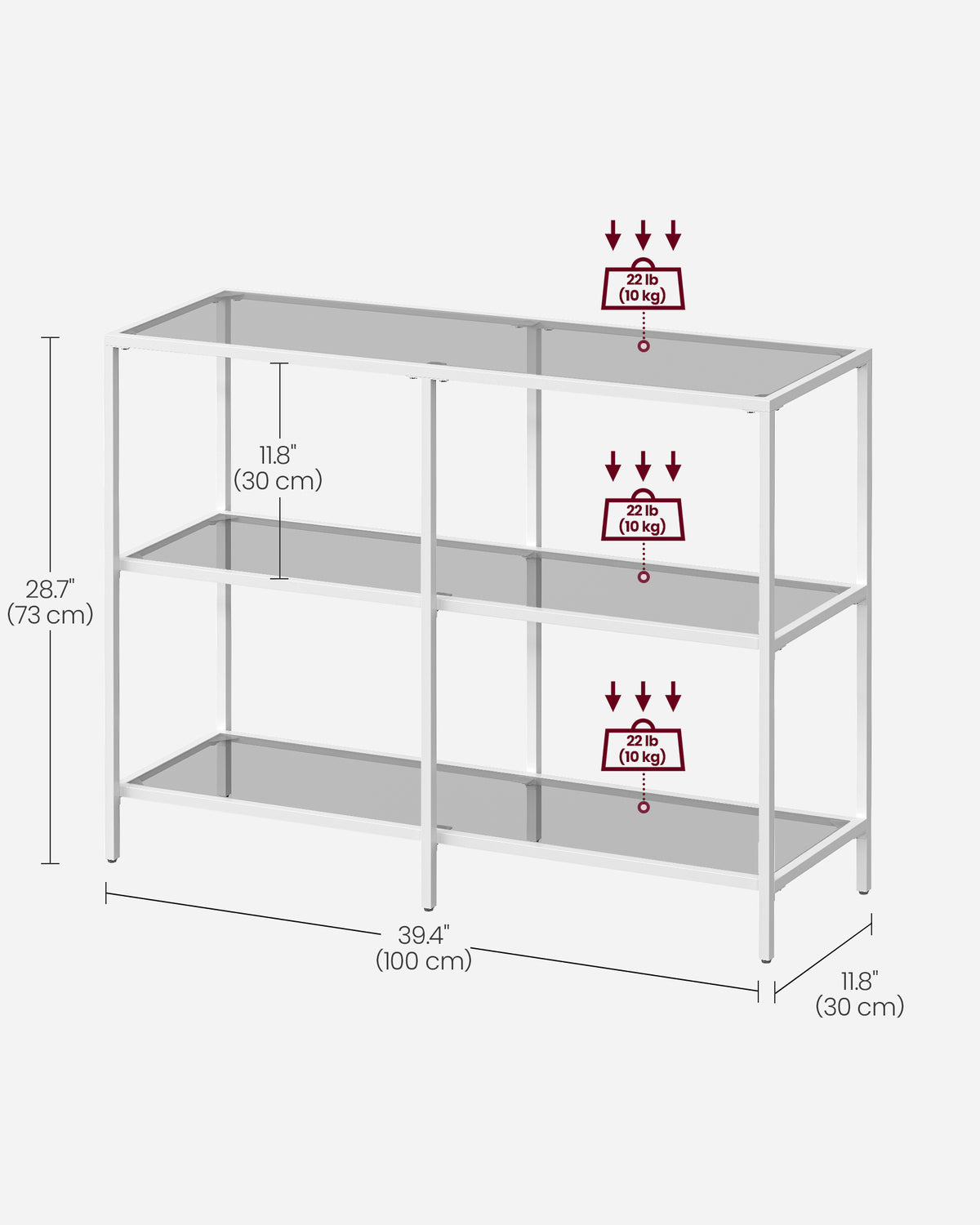 Console Table - 51.2-Inch - 3 Shelves