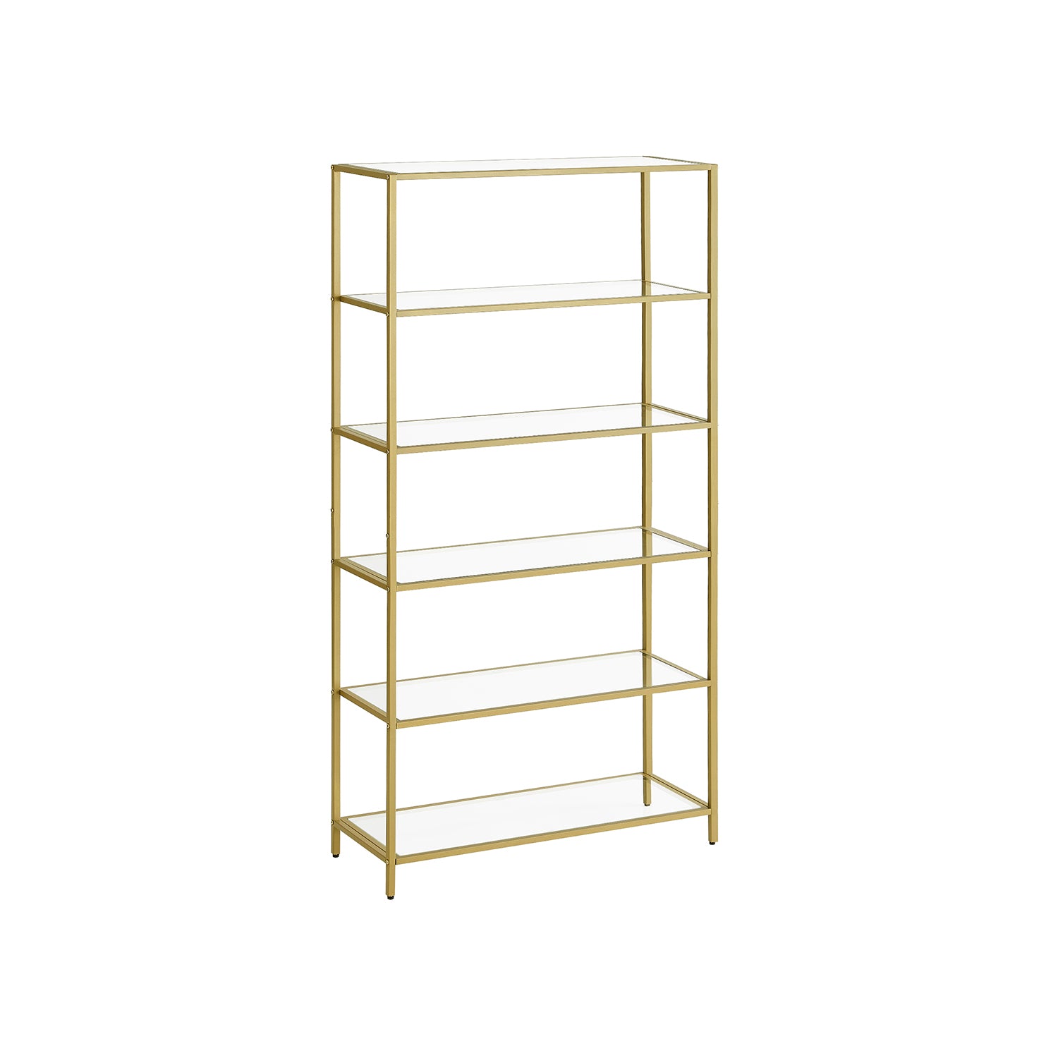 5-Tier Bookcase - Slim Shelving Unit - Metallic Gold - 11.8"D x 31.5"W x 69.8"H