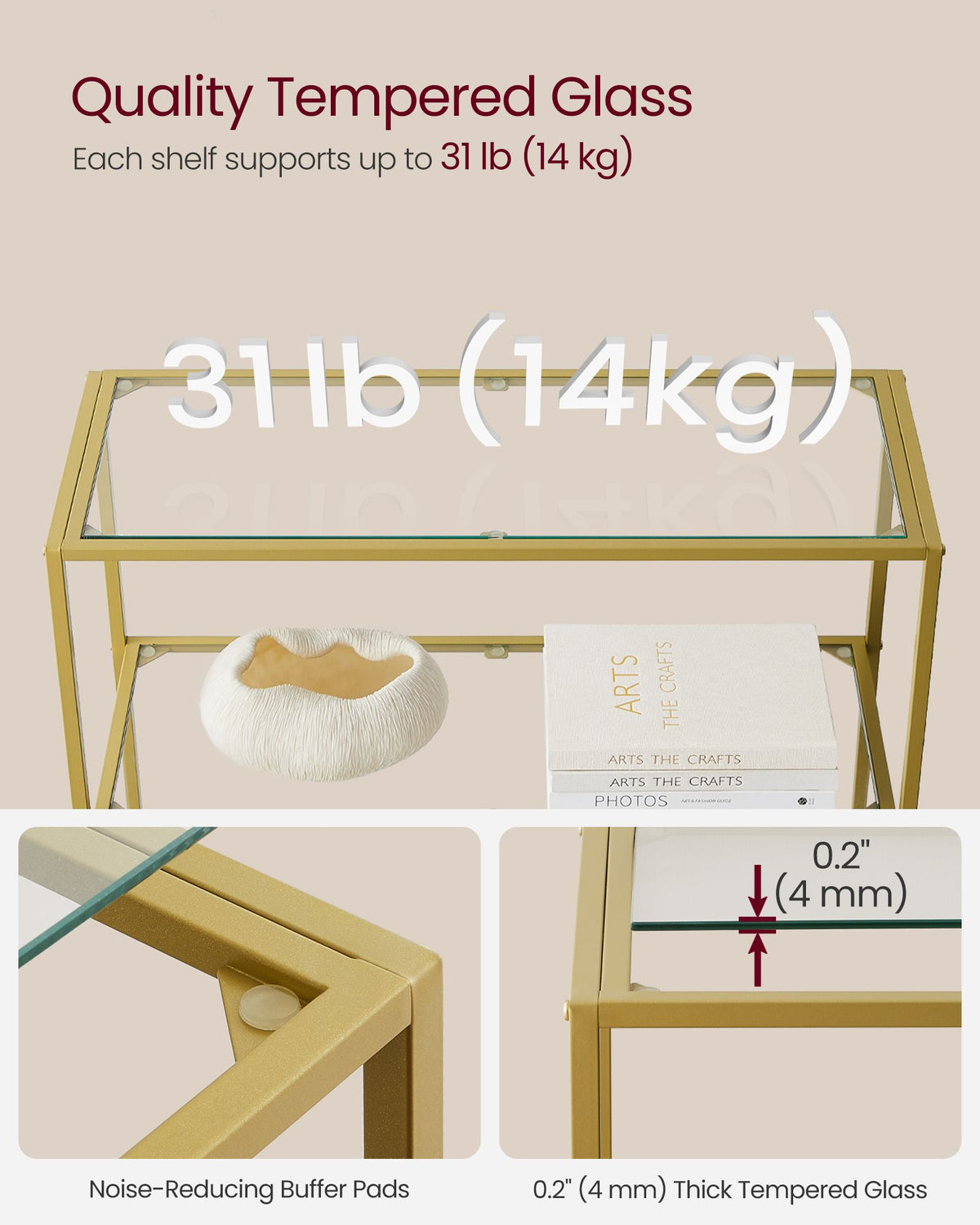 Bookcase - 5-Tier - Slim Shelving Unit - Tempered Glass