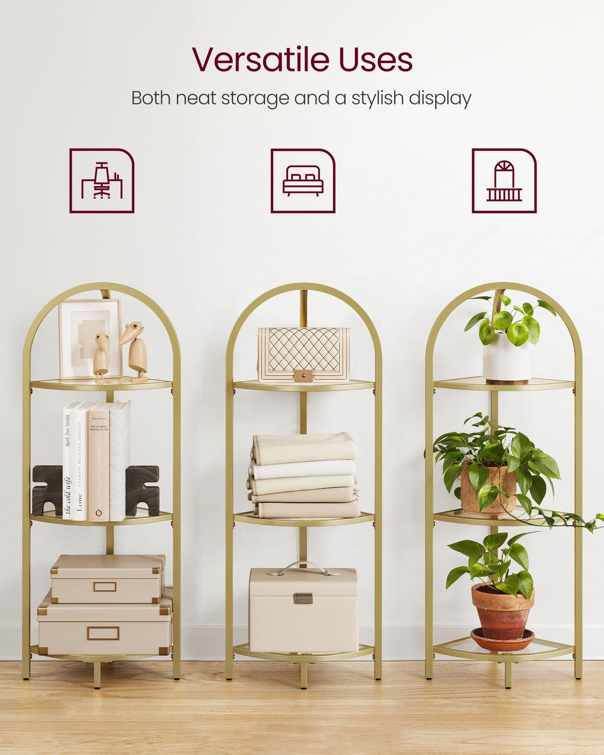Corner Storage Shelf - 5-Tier - Tempered Glass