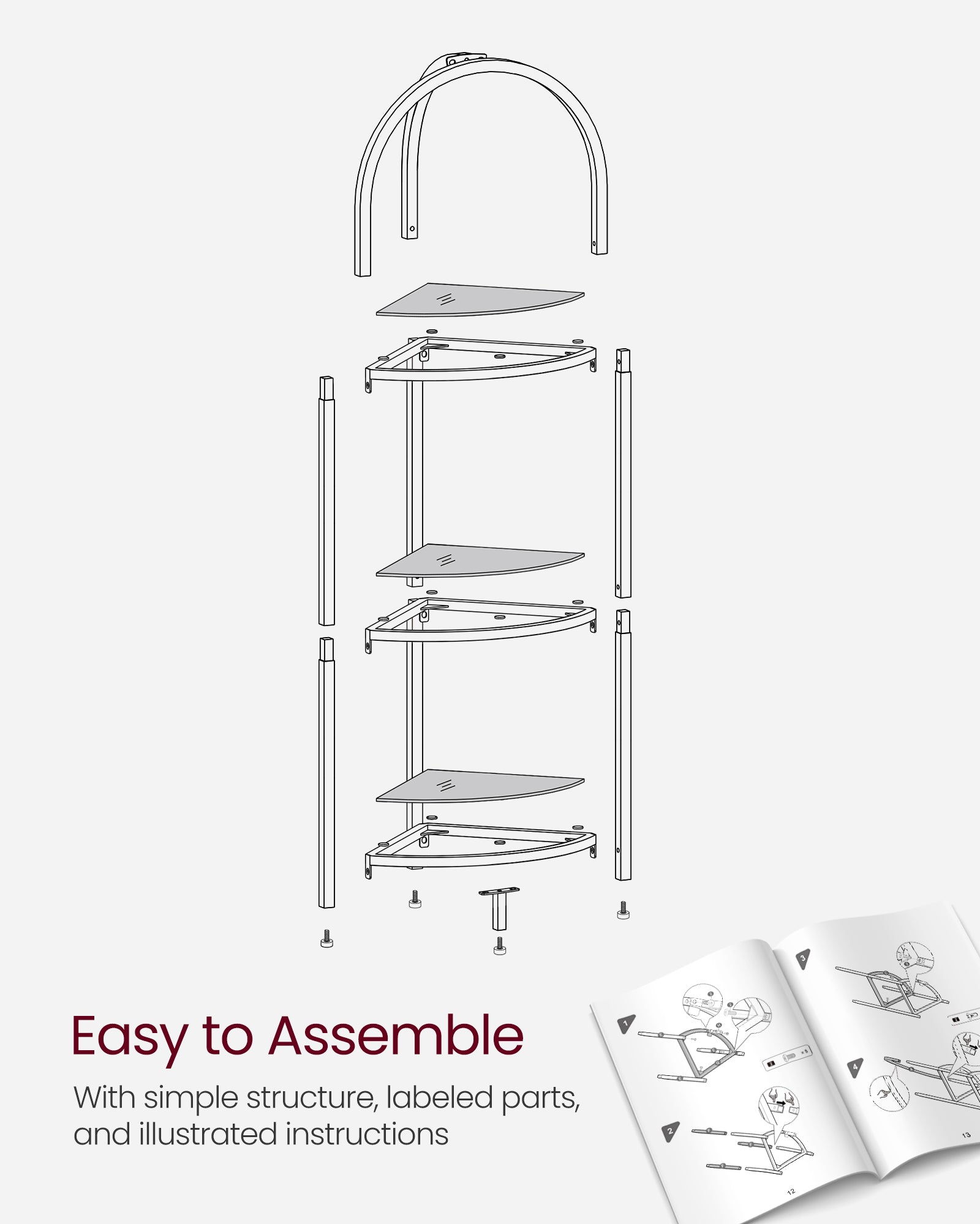 Corner Storage Shelf - 5-Tier - Tempered Glass