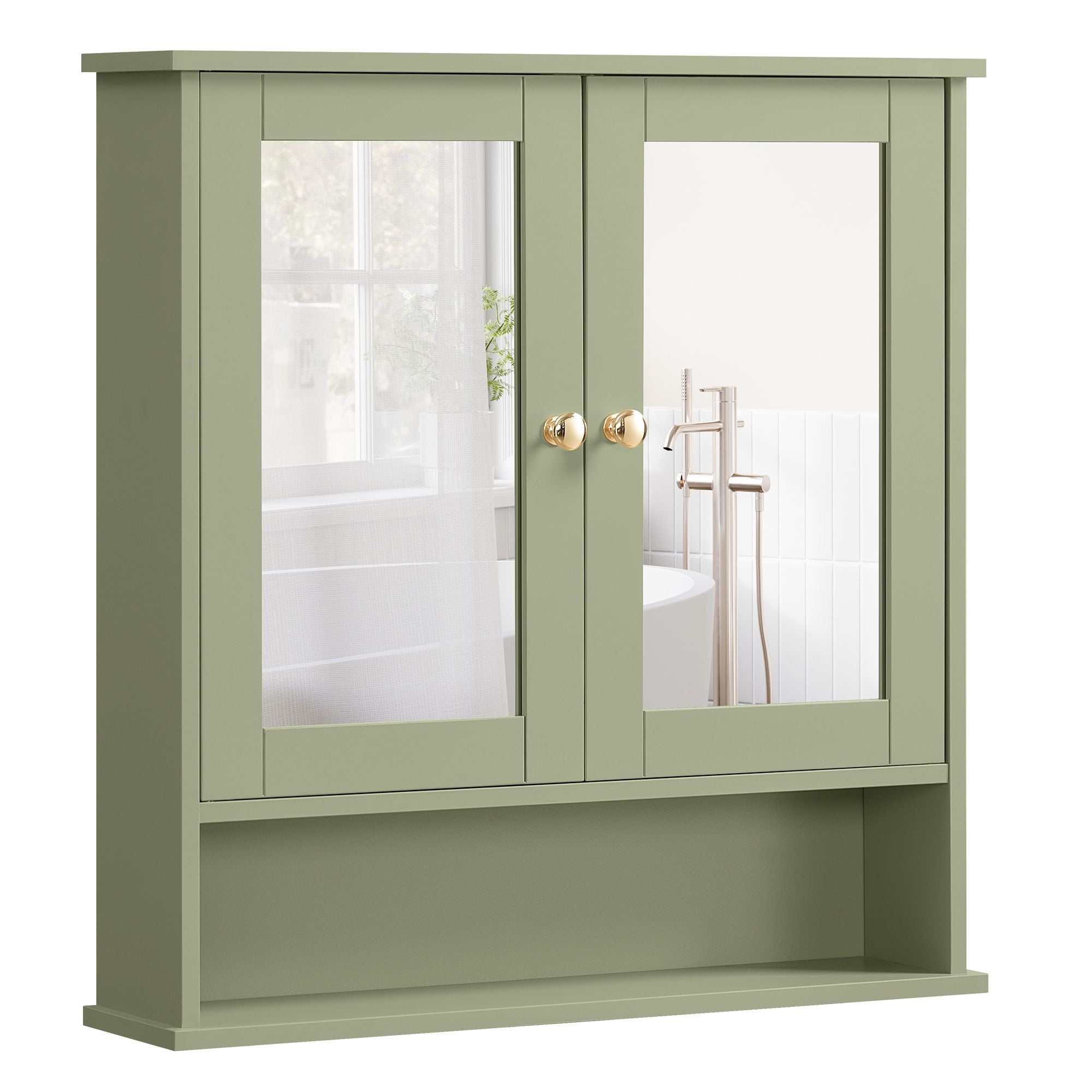 Bathroom Cabinet with Mirror - Laurel Green - 5.1"D x 22.2"W x 23"H