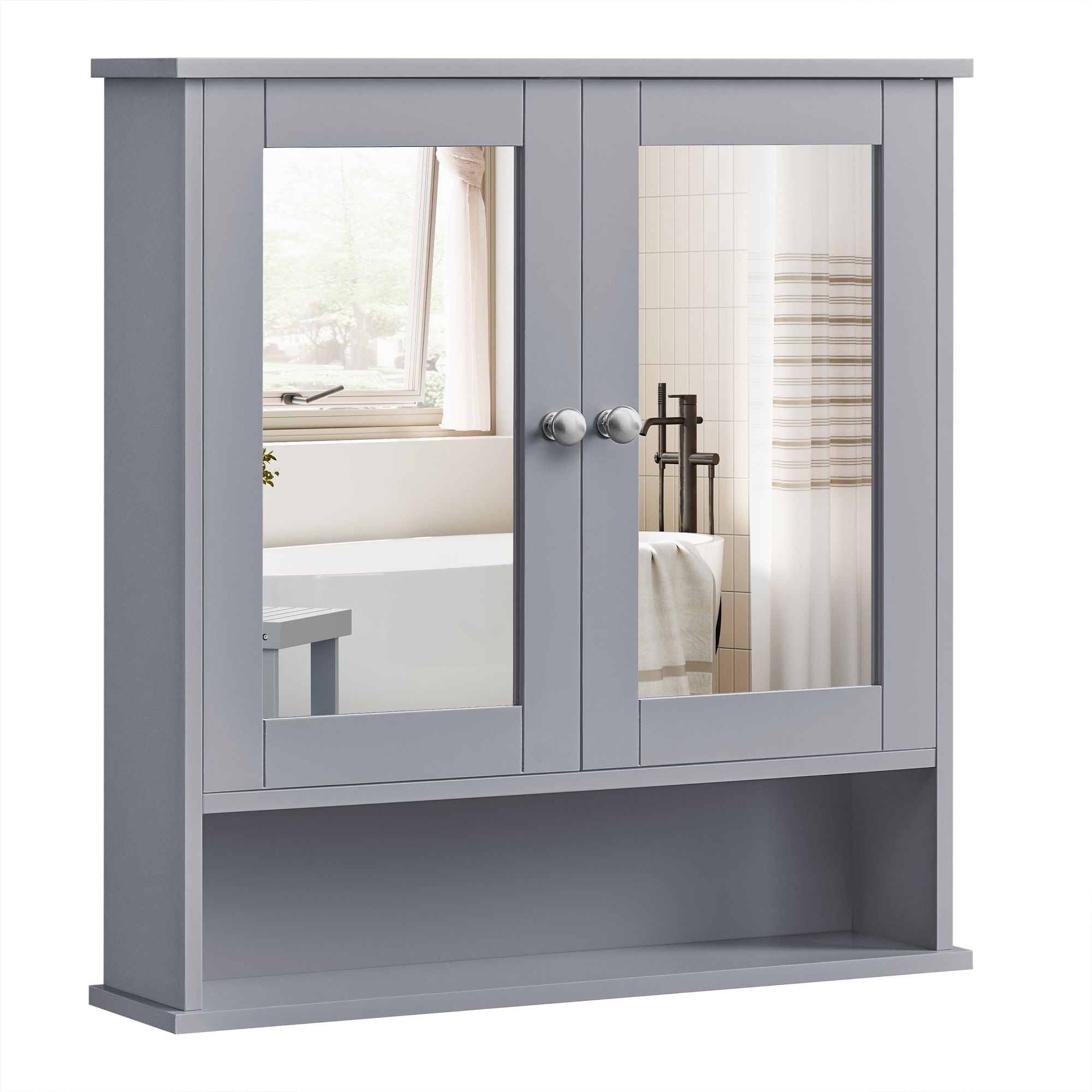 Bathroom Cabinet with Mirror - Dove Gray - 5.1"D x 22.2"W x 23"H