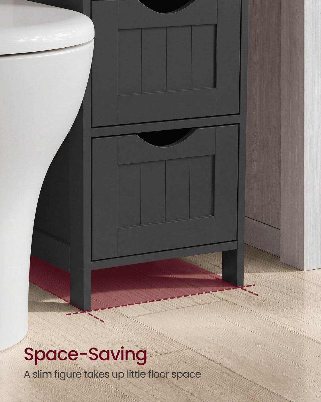 Slim Bathroom Storage Cabinet with 4 Drawers Black