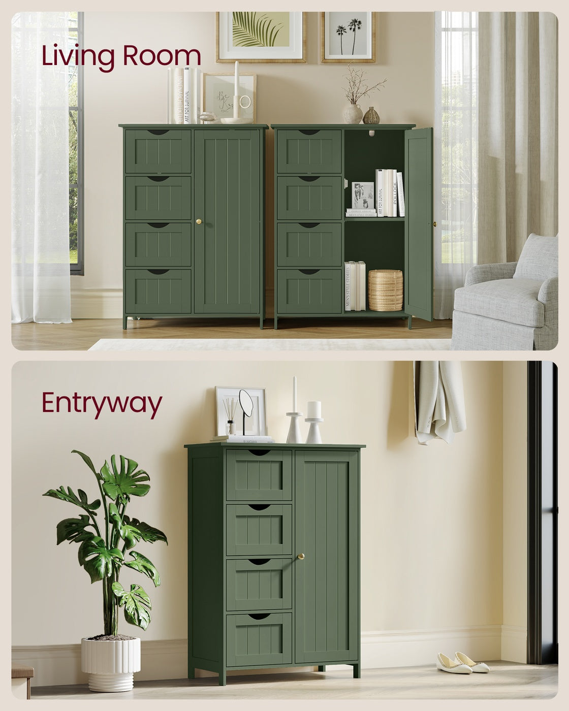 Freestanding Storage Cabinet - 32 inch - 2 Drawers and Adjustable Shelf