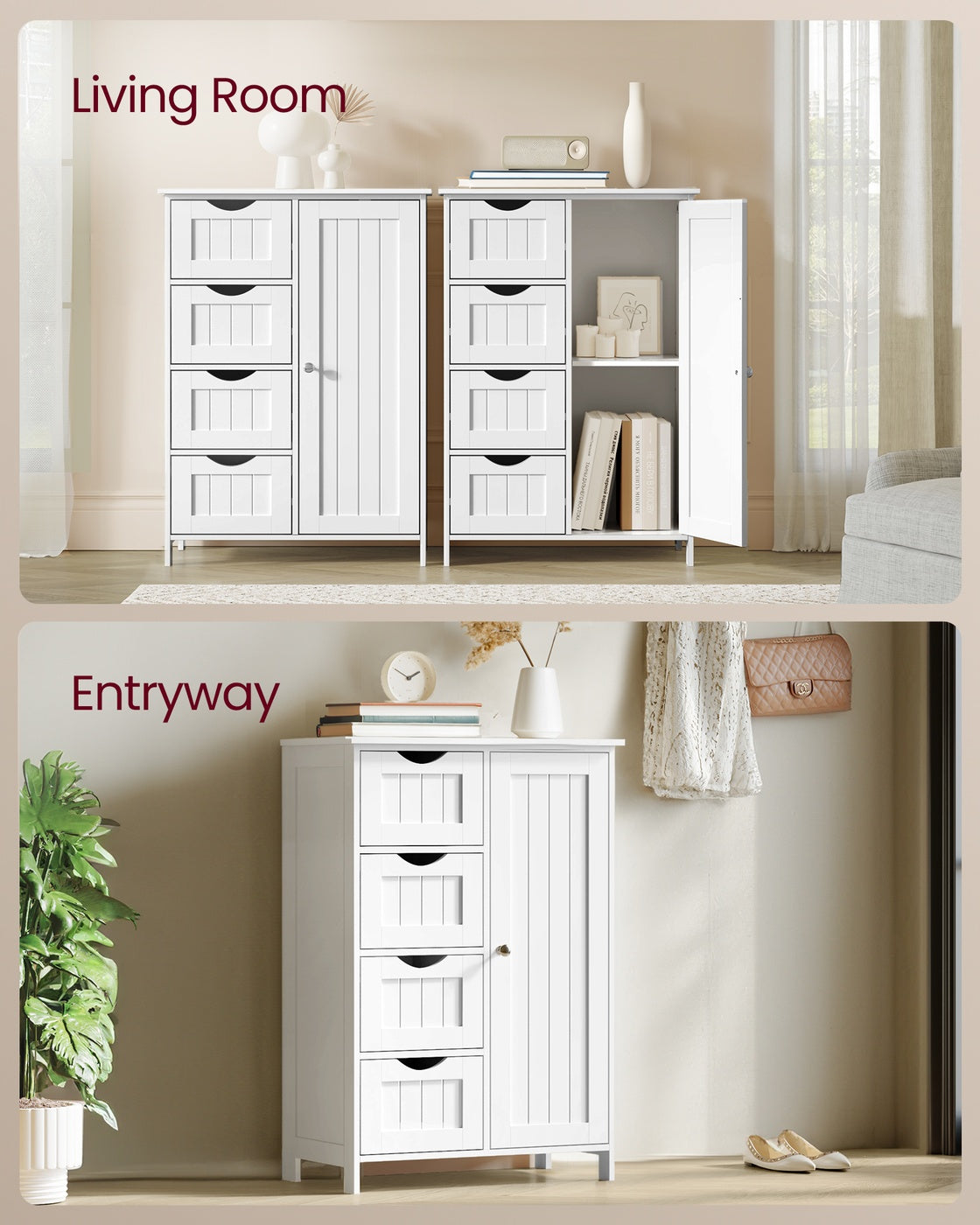 Storage Cabinet - Drawers And Door - 35 Inch - Bathroom Floor Cabinet