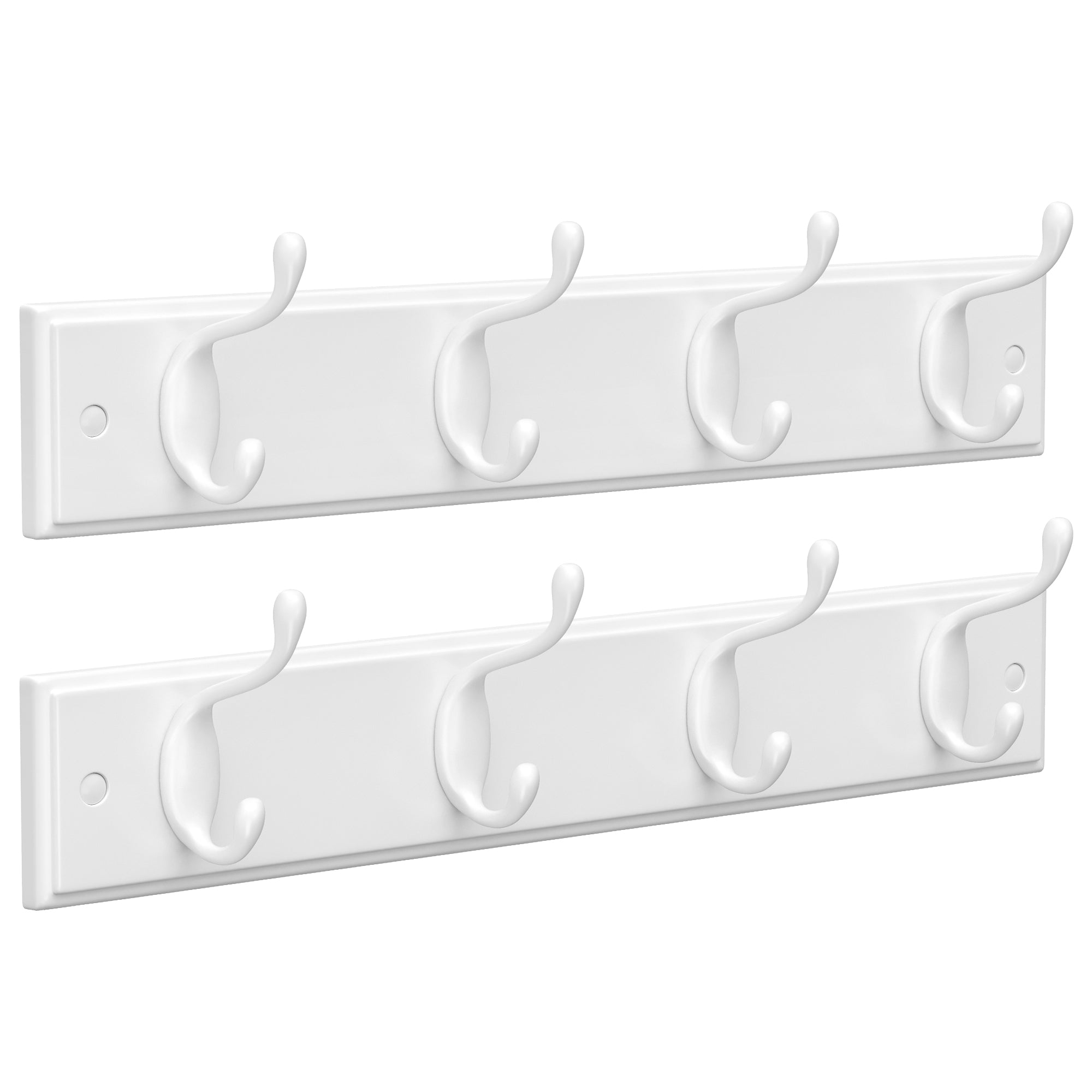 Set of 2 Wall-Mounted Coat Rack - Hook Rack - 8 Dual Metal Hooks