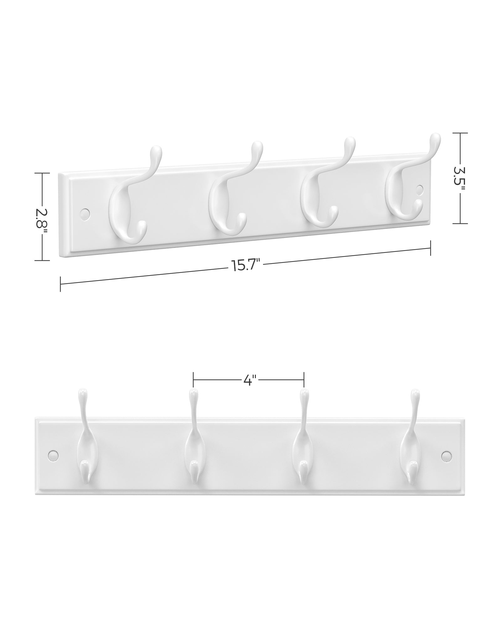 Set of 2 Wall-Mounted Coat Rack - Hook Rack - 8 Dual Metal Hooks