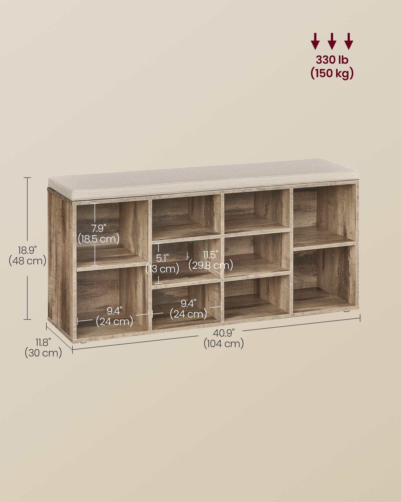 Shoe Bench - Storage Bench with Padded Seat