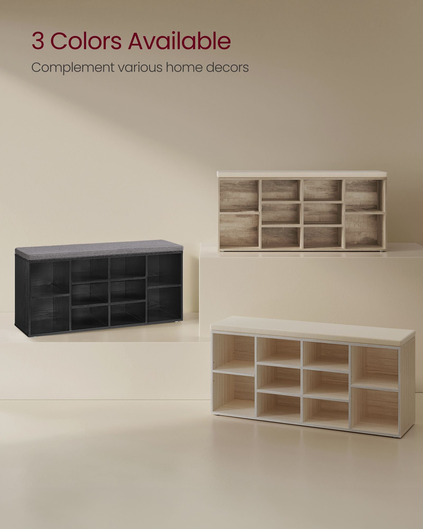 Shoe Bench - Storage Bench with Padded Seat