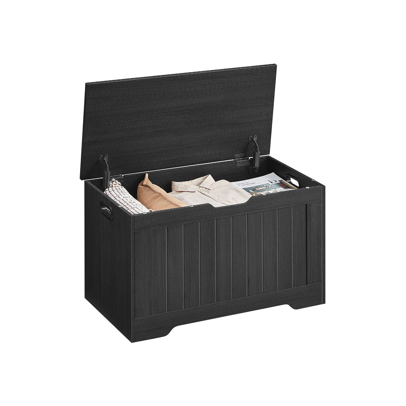 29.9 Inches Width Storage Chest with 2 Safety Hinges - Rustic Brown