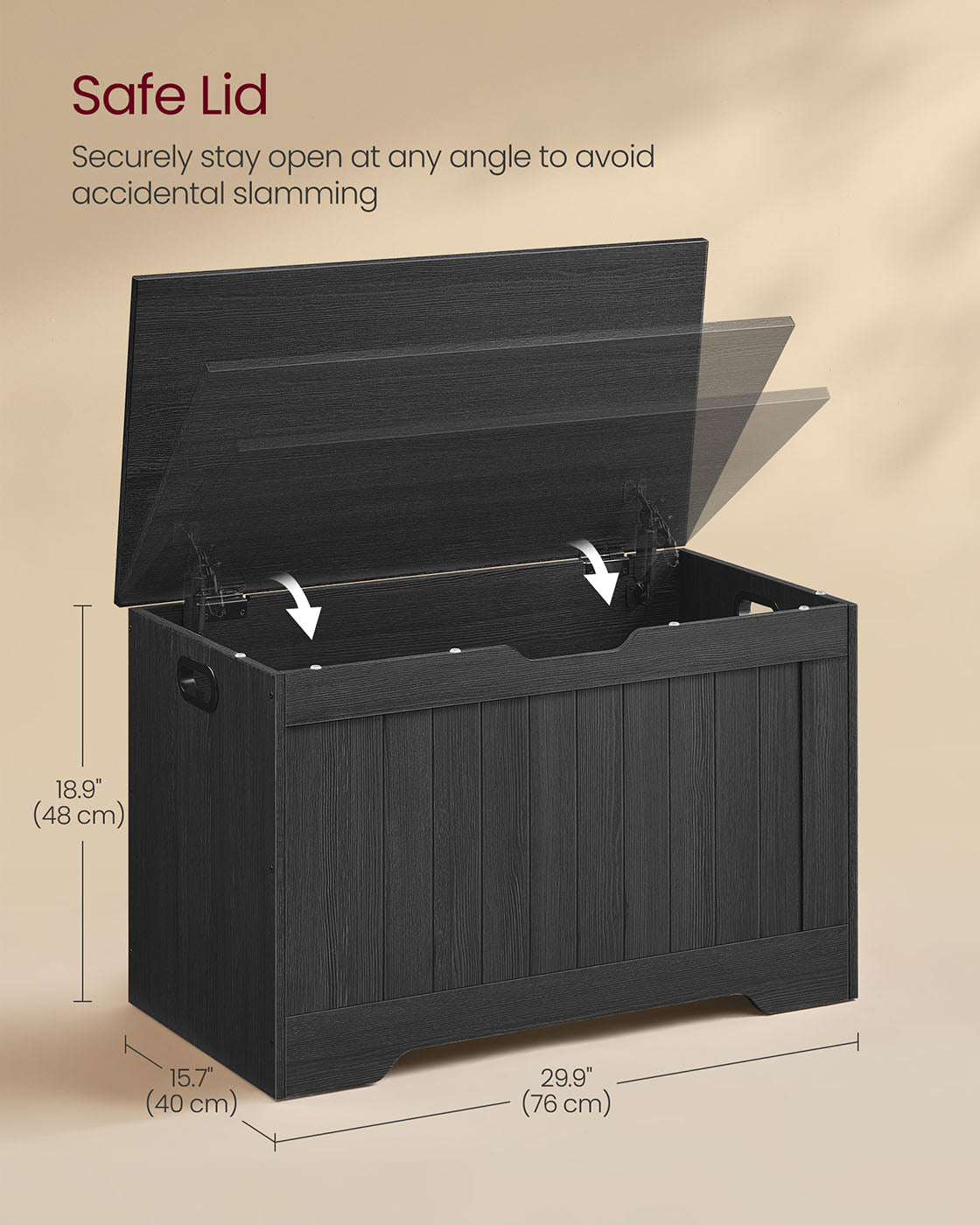 29.9 Inches Width Storage Chest with 2 Safety Hinges - Rustic Brown