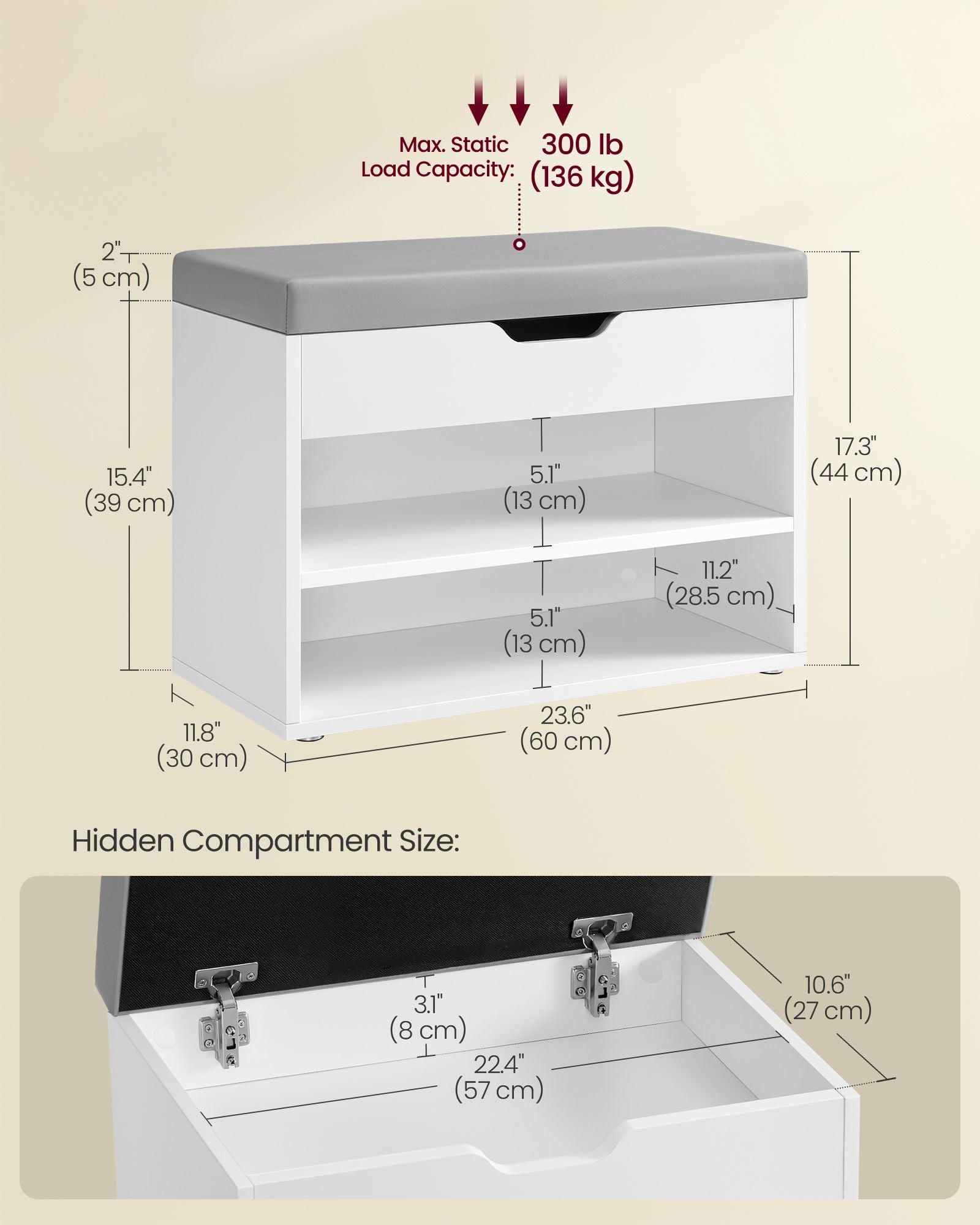 Shoe Bench with Cushion