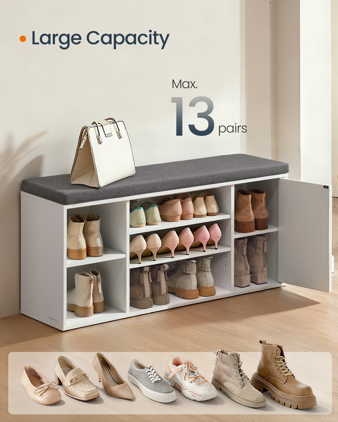 Entryway Shoe Bench With Cushion