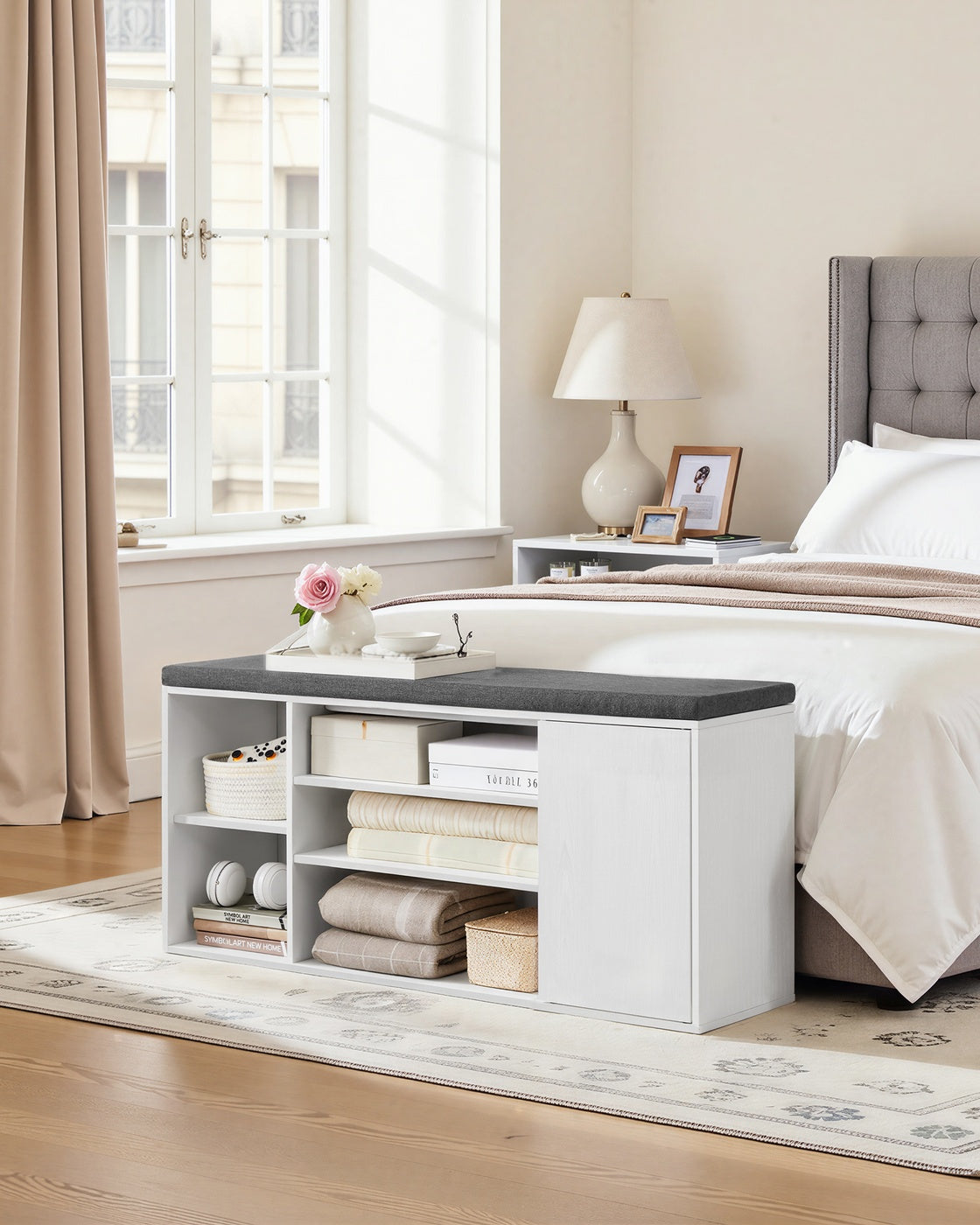 Entryway Shoe Bench With Cushion