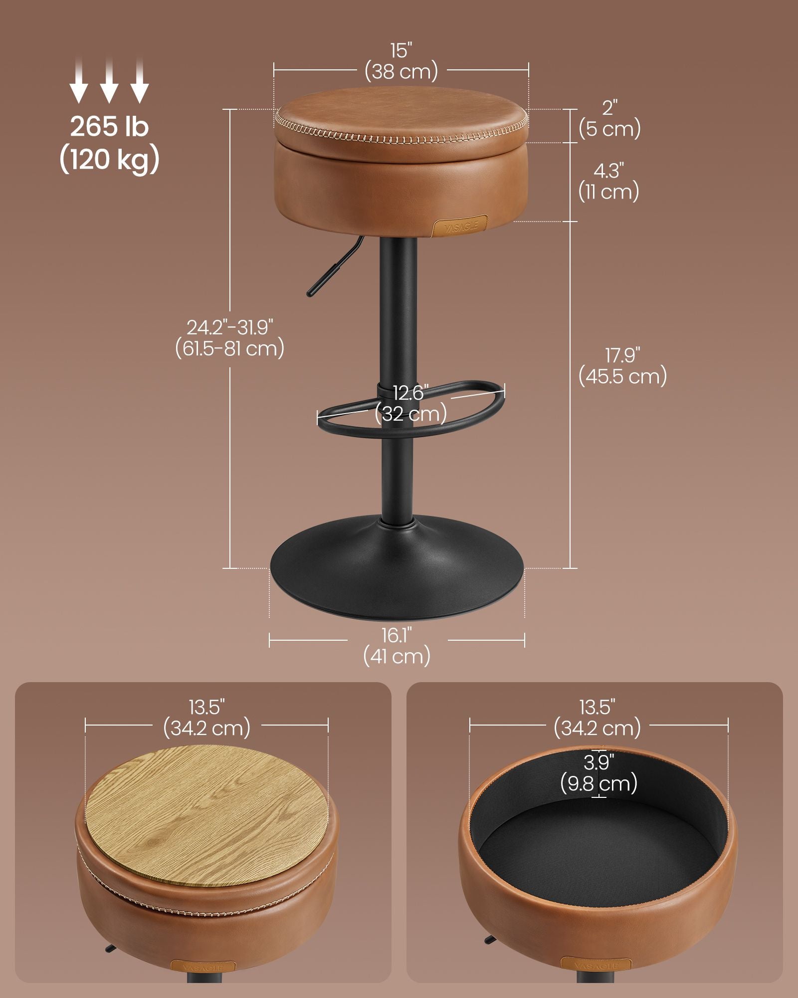 EKHO Collection - 360° Swivel Bar Stools Set of 3