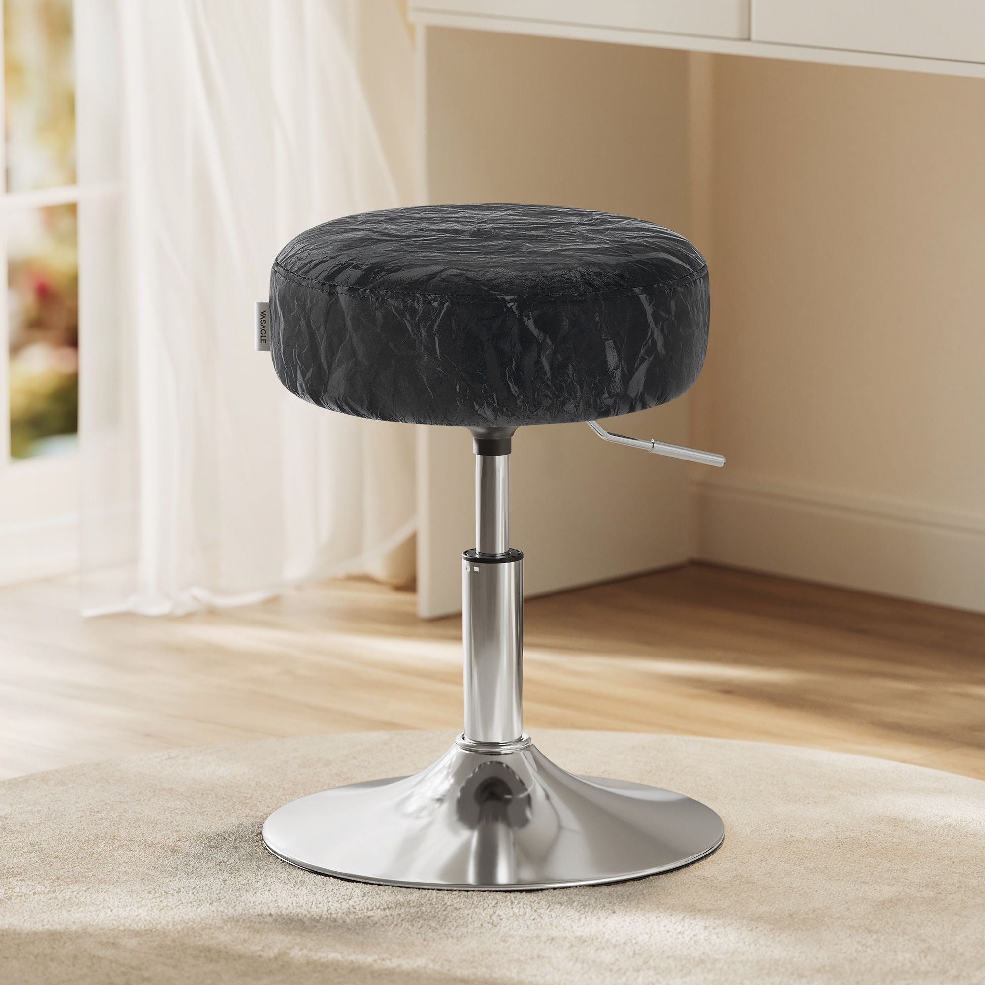 Adjustable Vanity Stool - Makeup Vanity Chair - Ink Black