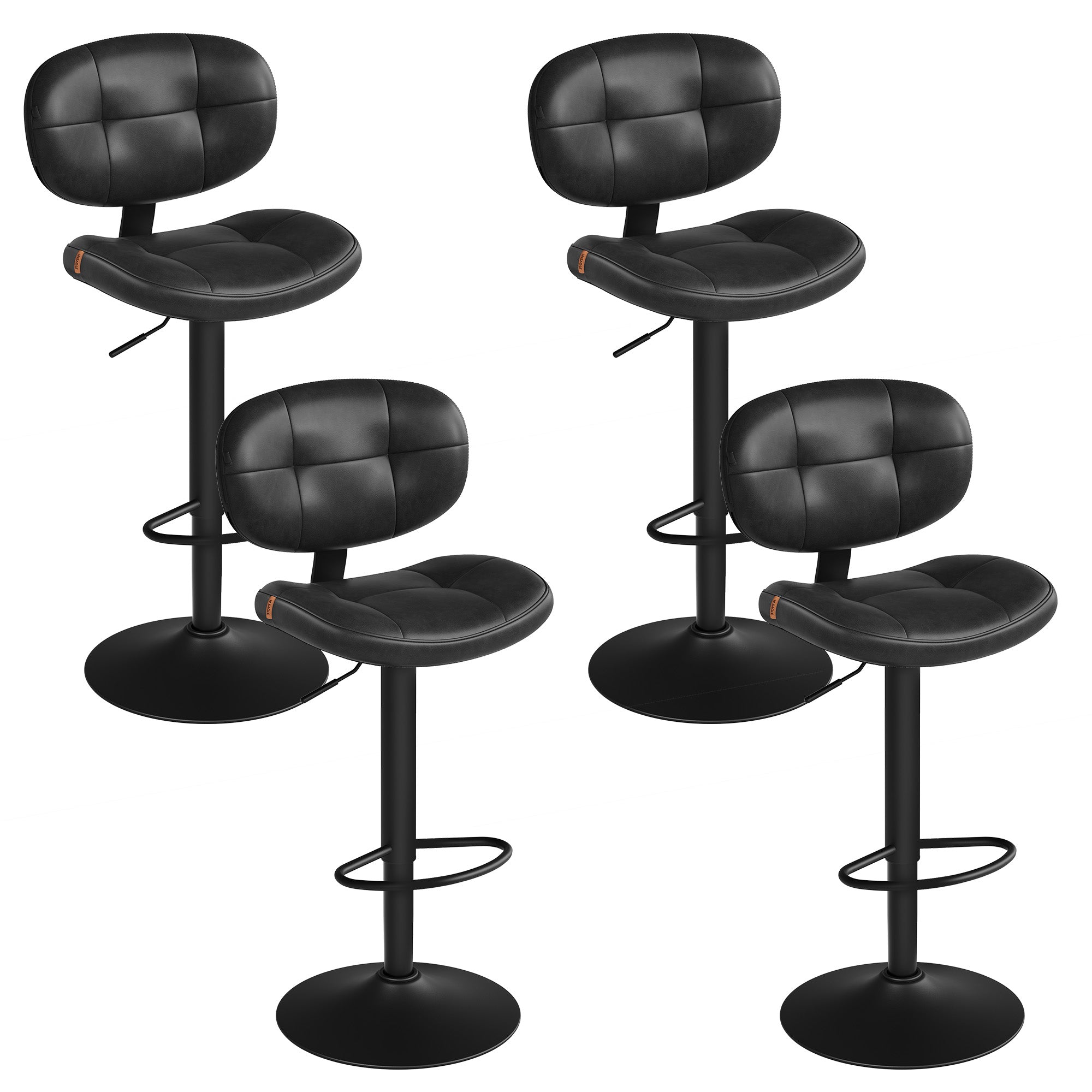 Bar Stools - Height Adjustable Kitchen Barstools - Set of 4 - Ink Black - Ink Black