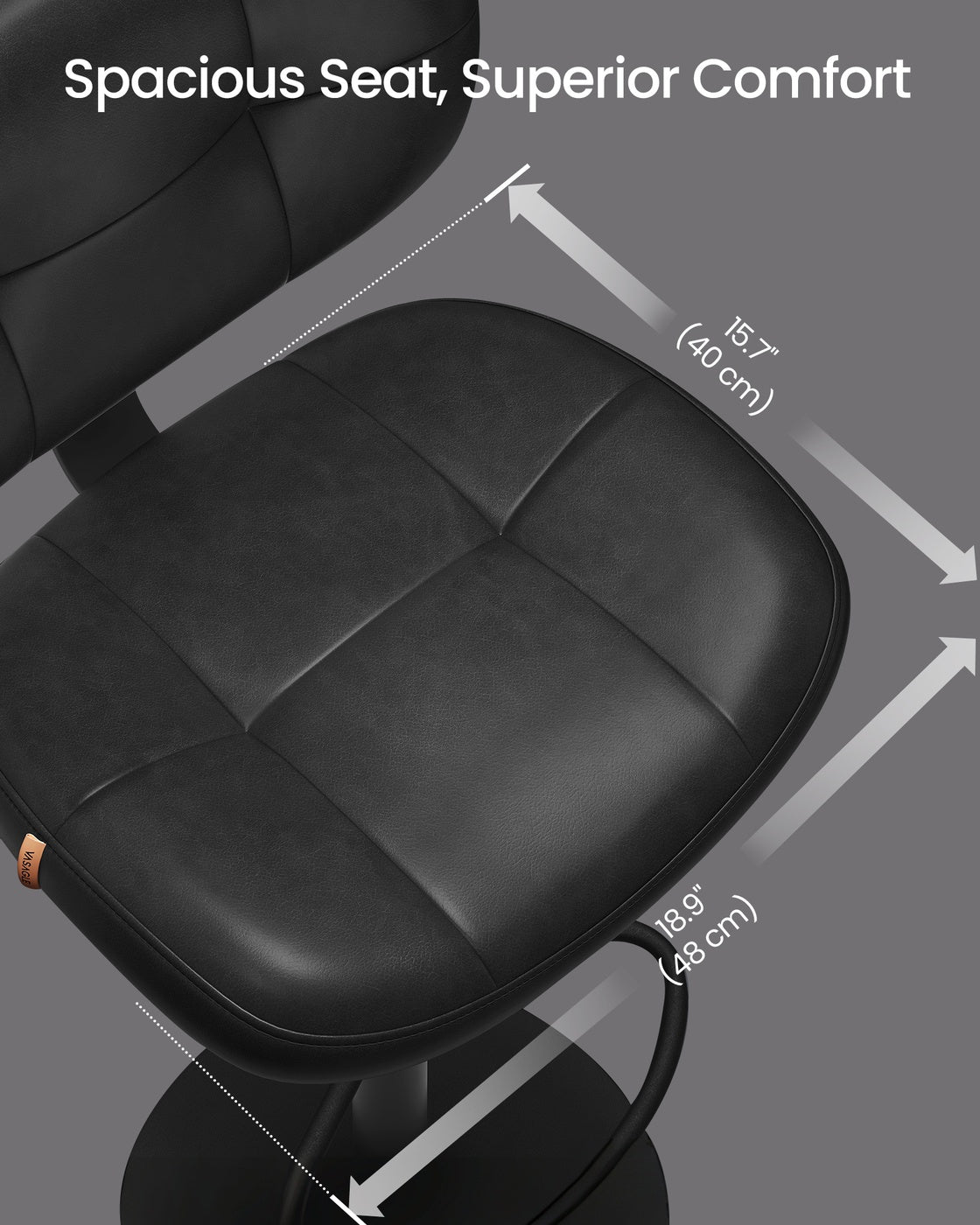 PU Leather Swivel Bar Stools with Back and Footrest - Ink Black