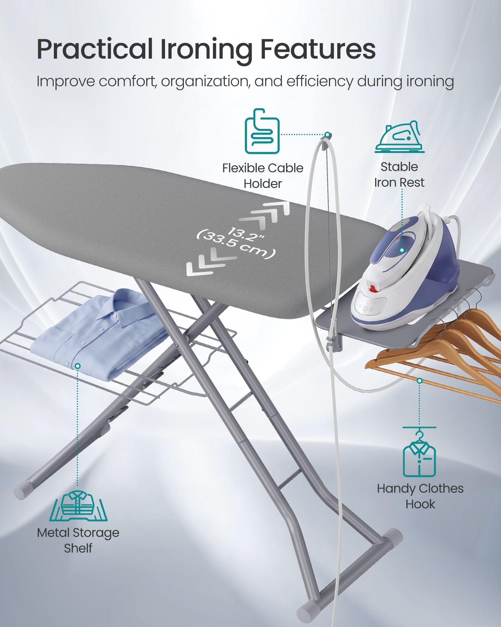 Ironing Board Full Size,for Laundry Room - Gray