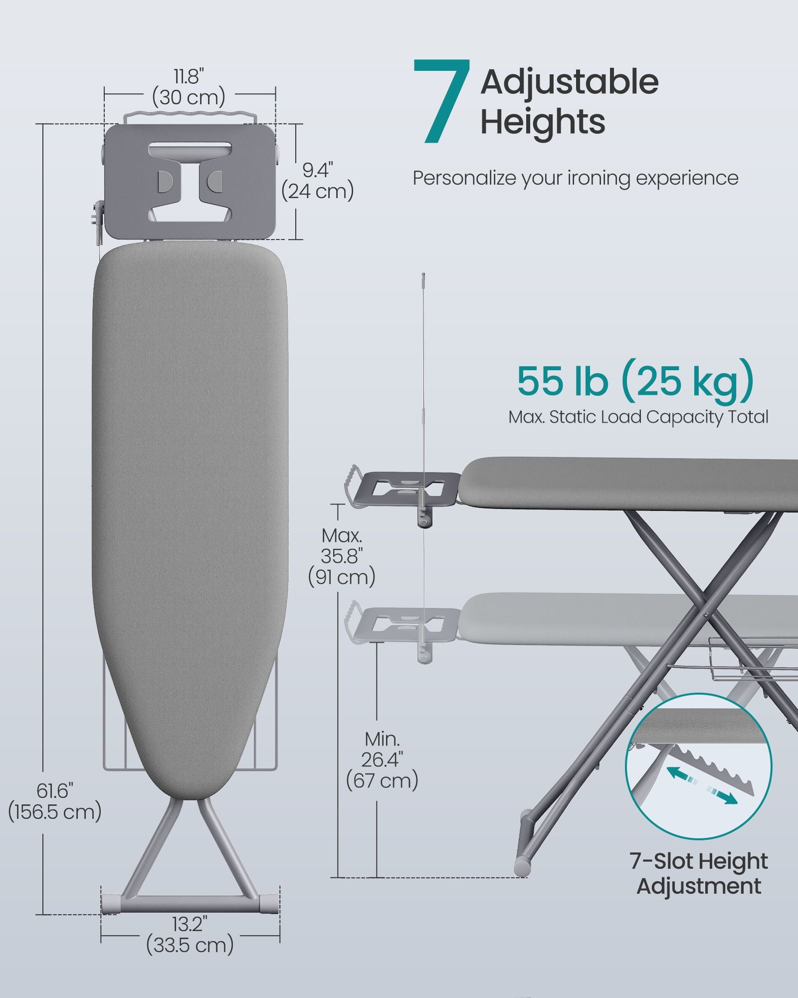 Ironing Board Full Size,for Laundry Room - Gray