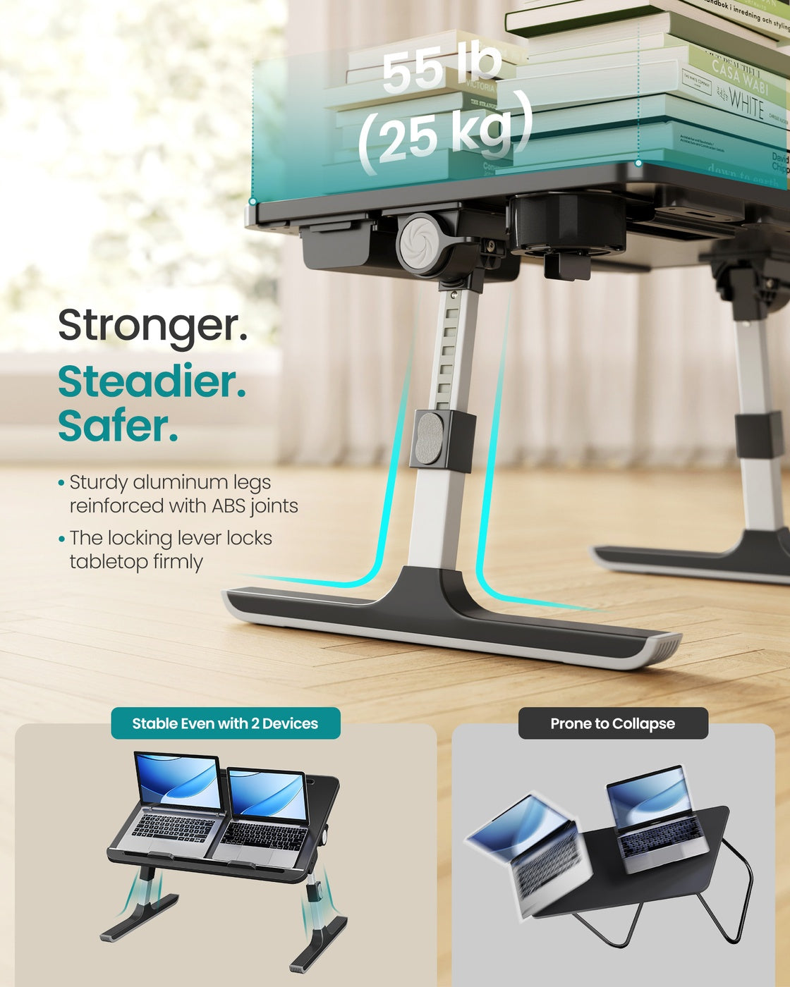 Foldable Bed Laptop Desk - Adjustable Tilt - Cup Holder