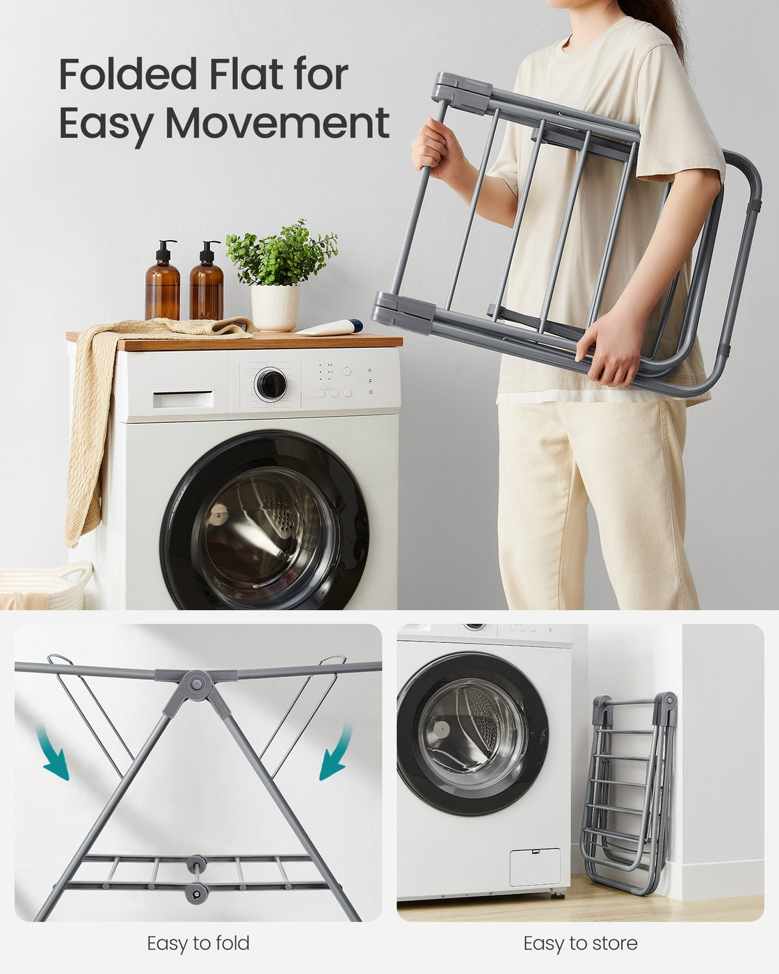 Small Foldable 2-Level Clothes Drying Rack - Cloud White