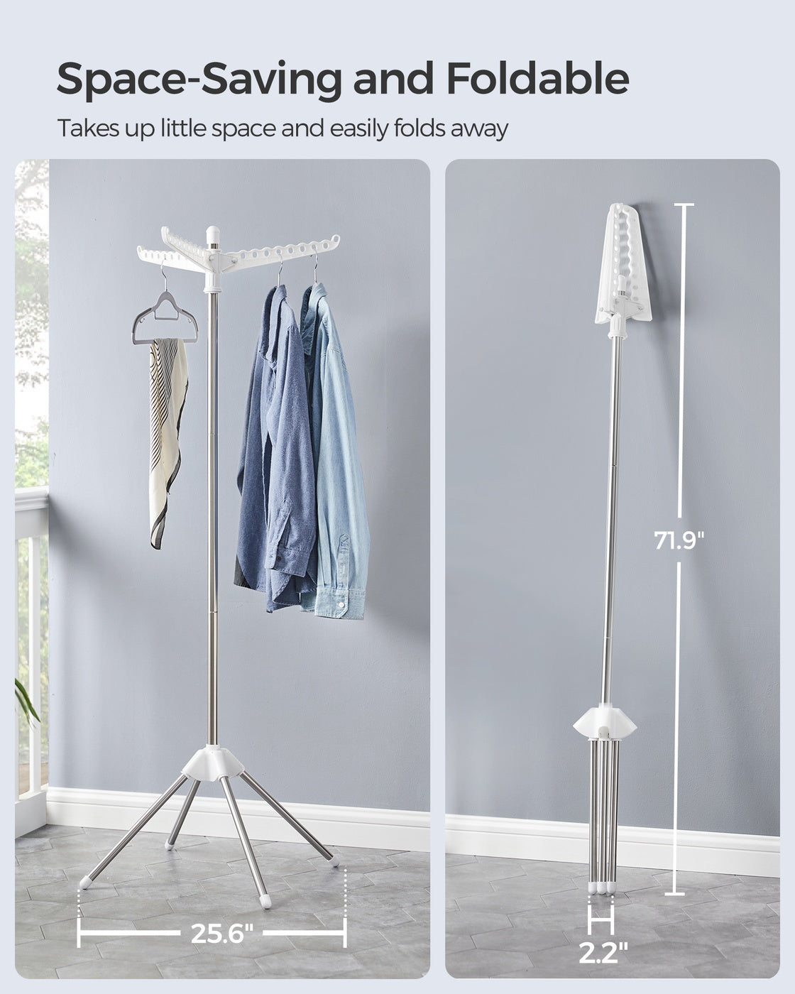 Folding Clothes Drying Rack - 59-Inch - Space-Saving
