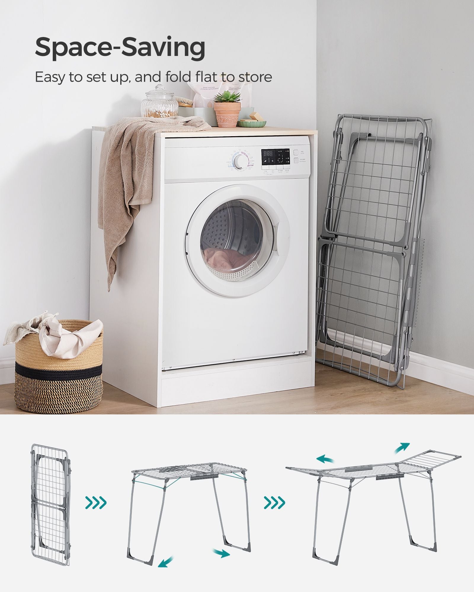 Clothes Drying Rack Foldable - Gray