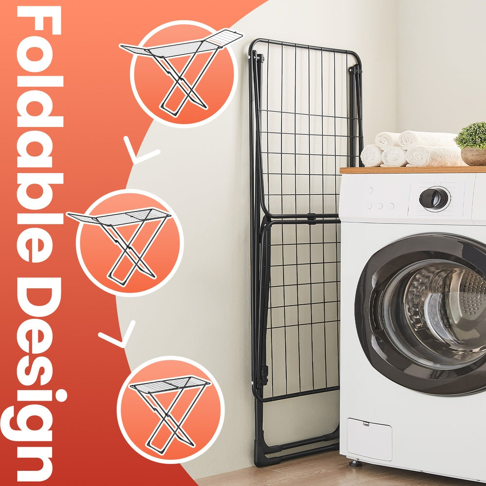 Foldable Clothes Drying Rack with Gullwings for Laundry Use