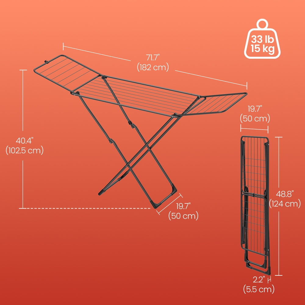 Foldable Clothes Drying Rack with Gullwings for Laundry Use