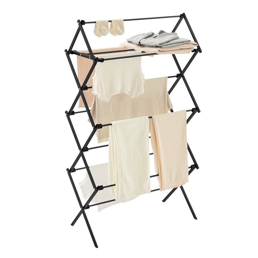 Foldable Clothes Drying Rack - 14.6 x 29.5 x 53.2 Inches - Black - Black