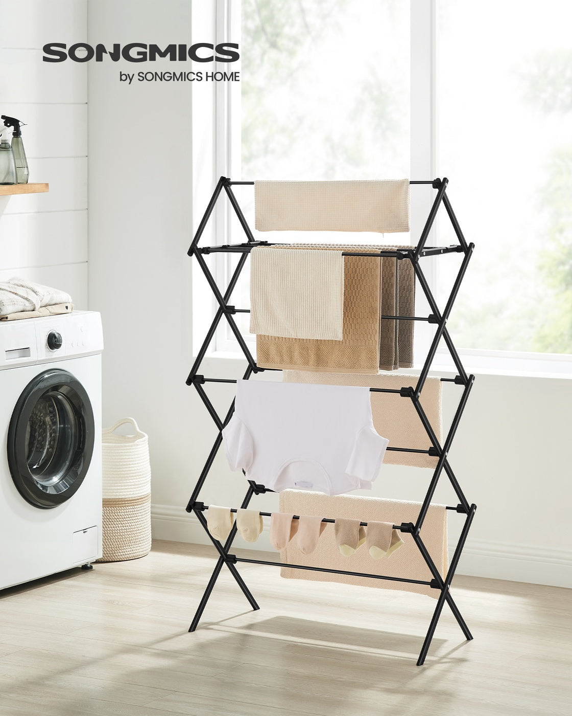 Foldable Clothes Drying Rack - 14.6 x 29.5 x 53.2 Inches - Black - Black