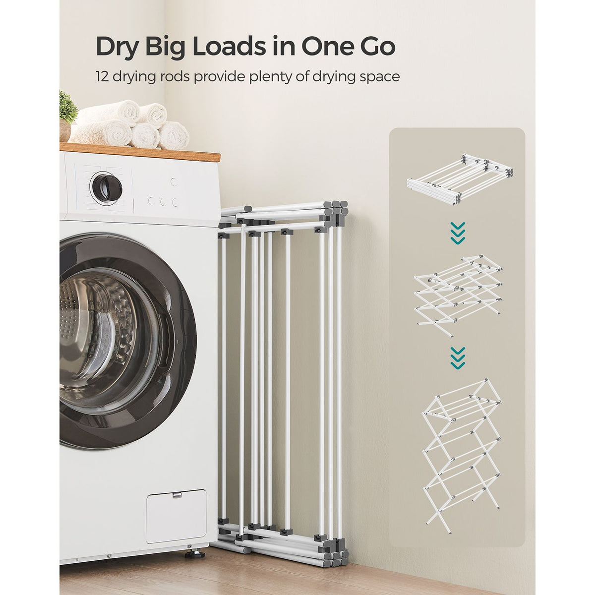 Foldable Clothes Drying Rack - Steel Frame - Space-Saving Fold