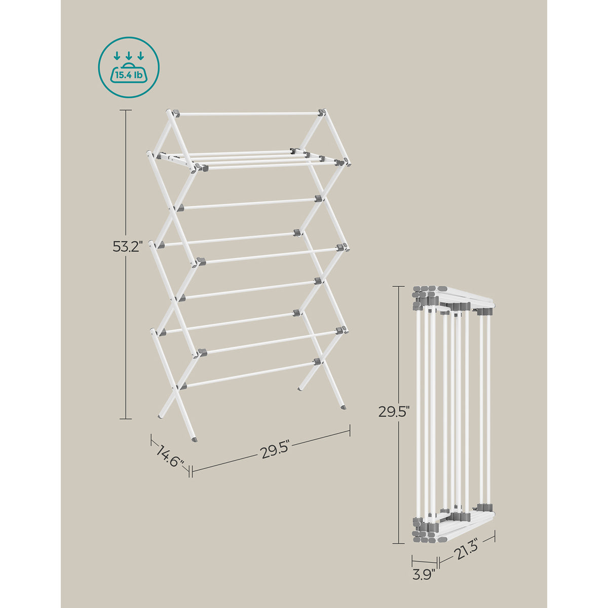 Foldable Clothes Drying Rack - Steel Frame - Space-Saving Fold