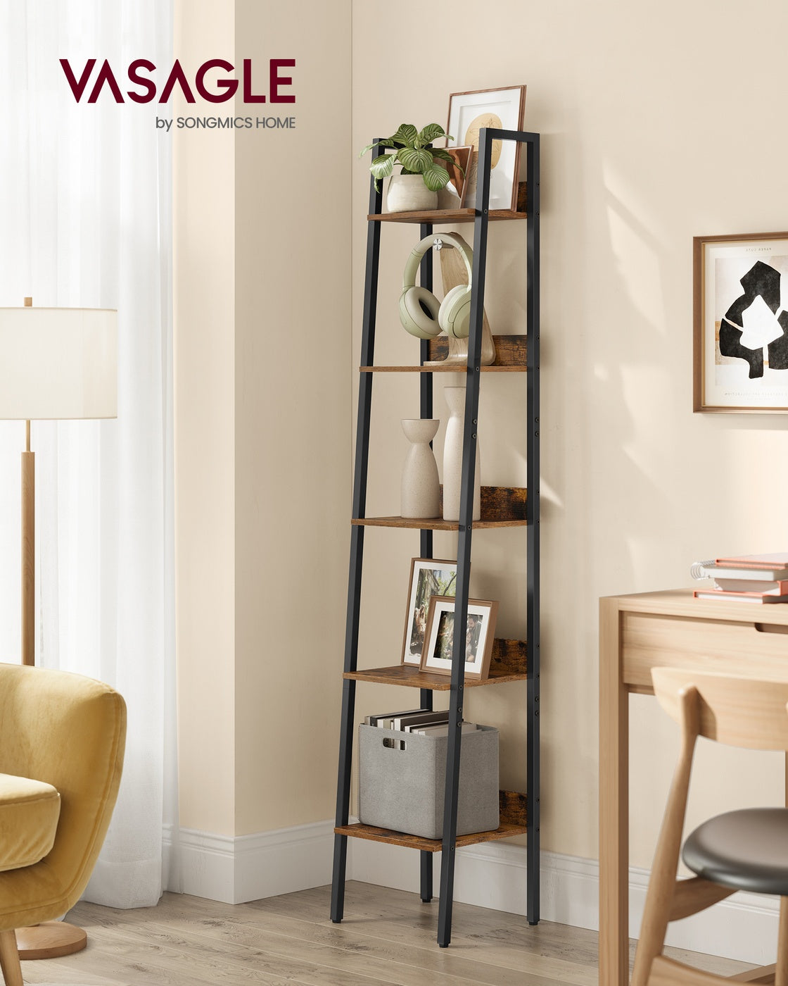 5-Tier Narrow Bookcase