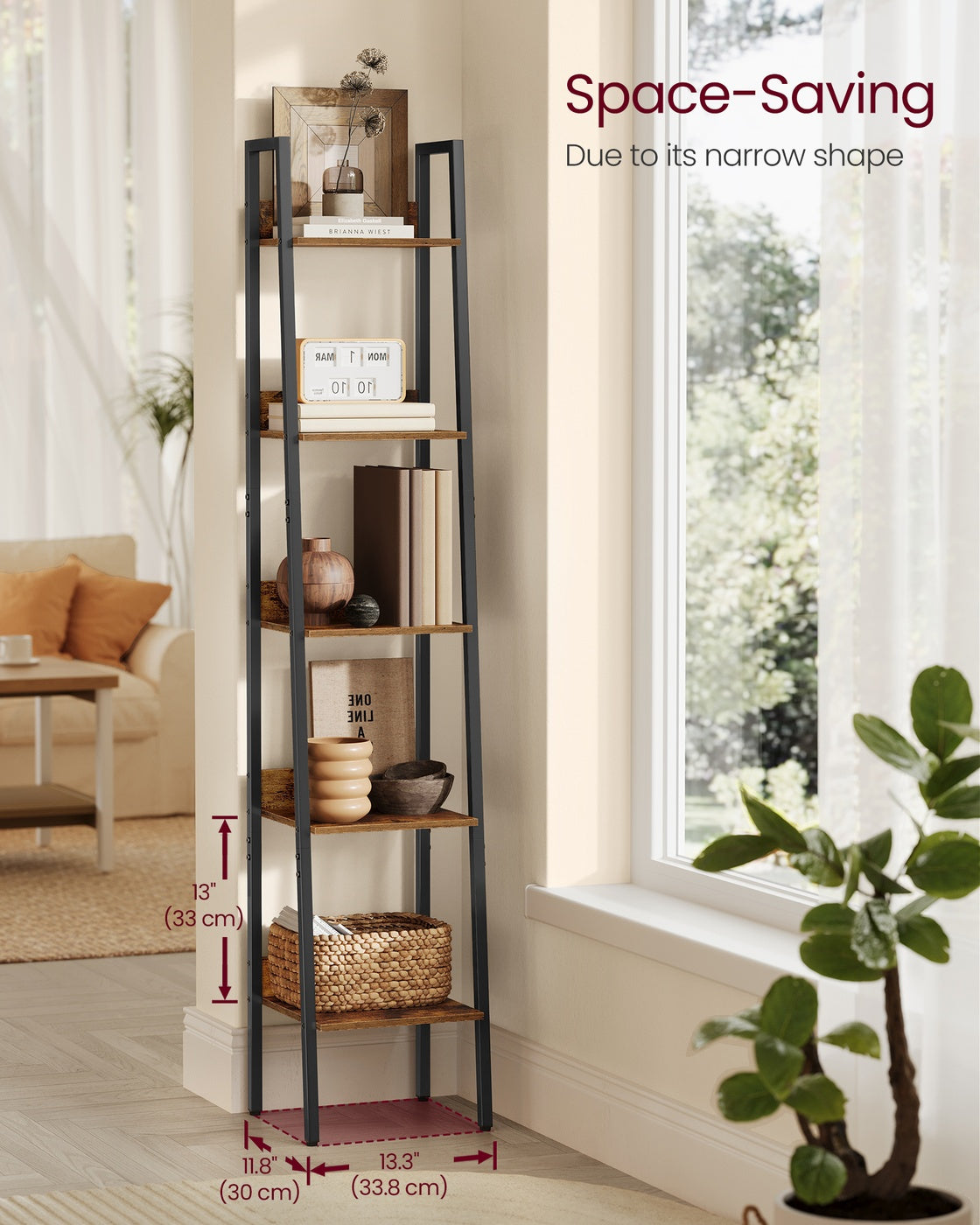 5-Tier Narrow Bookcase