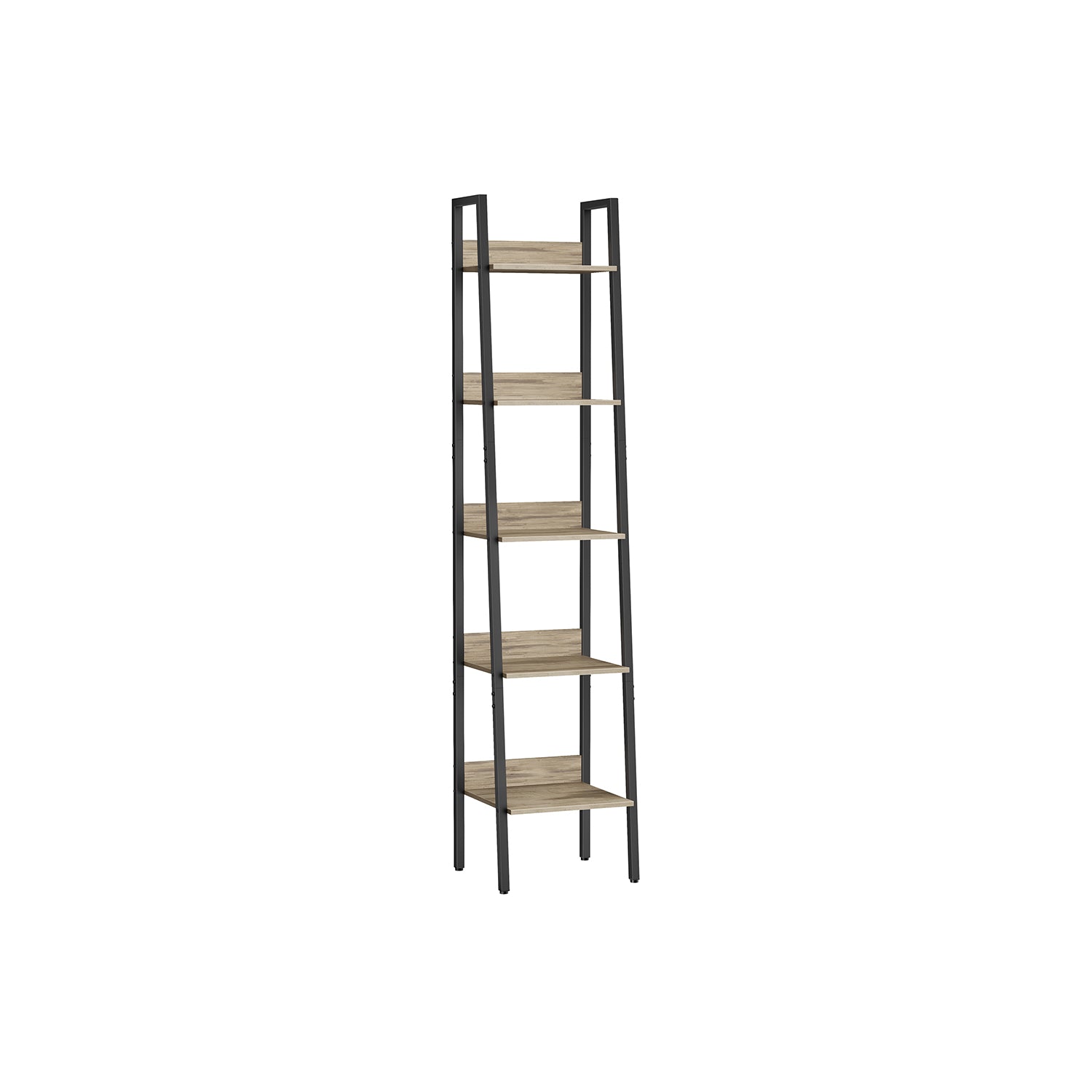 5-Tier Narrow Bookcase - Camel Brown + Black
