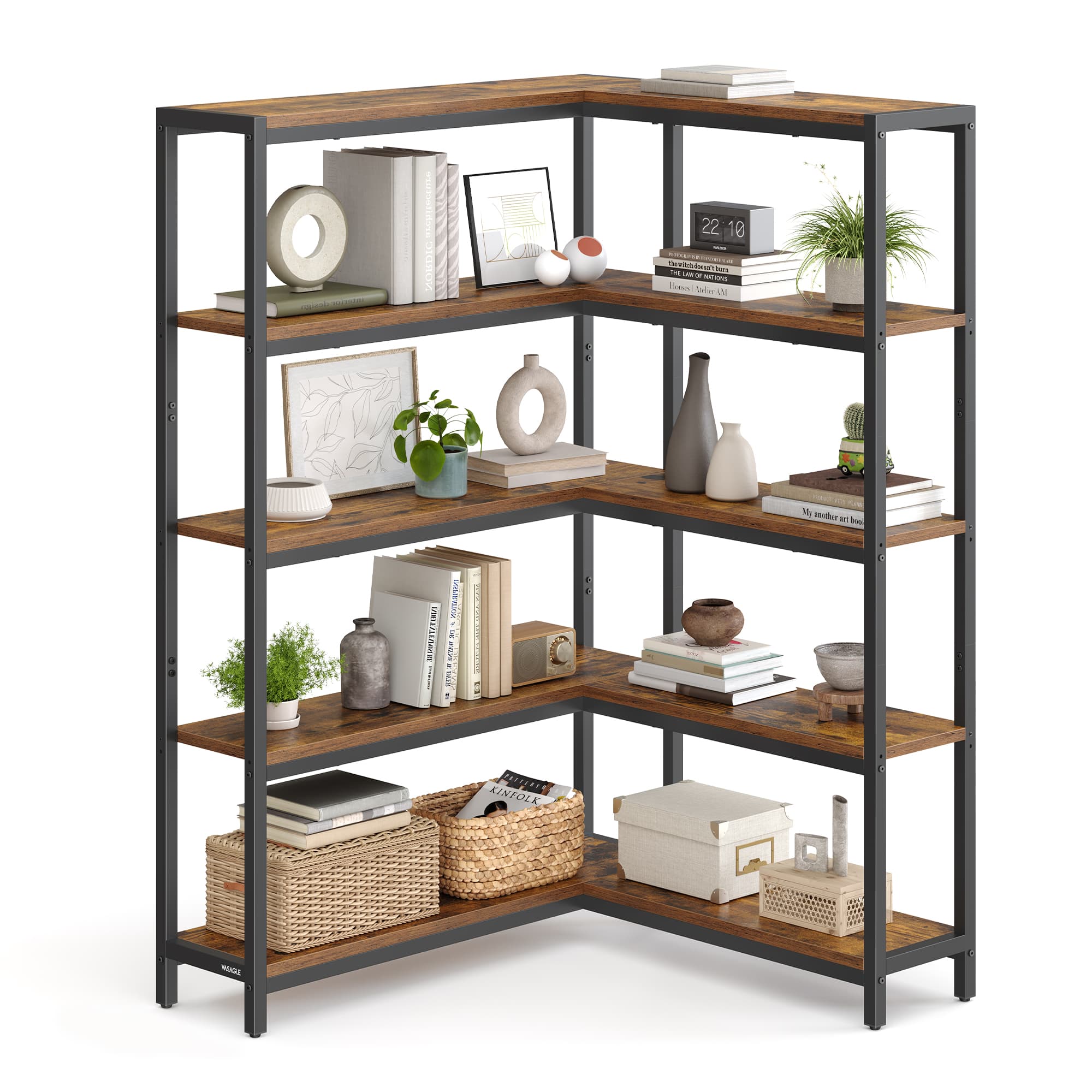 Wide Metal-Frame Bookshelf