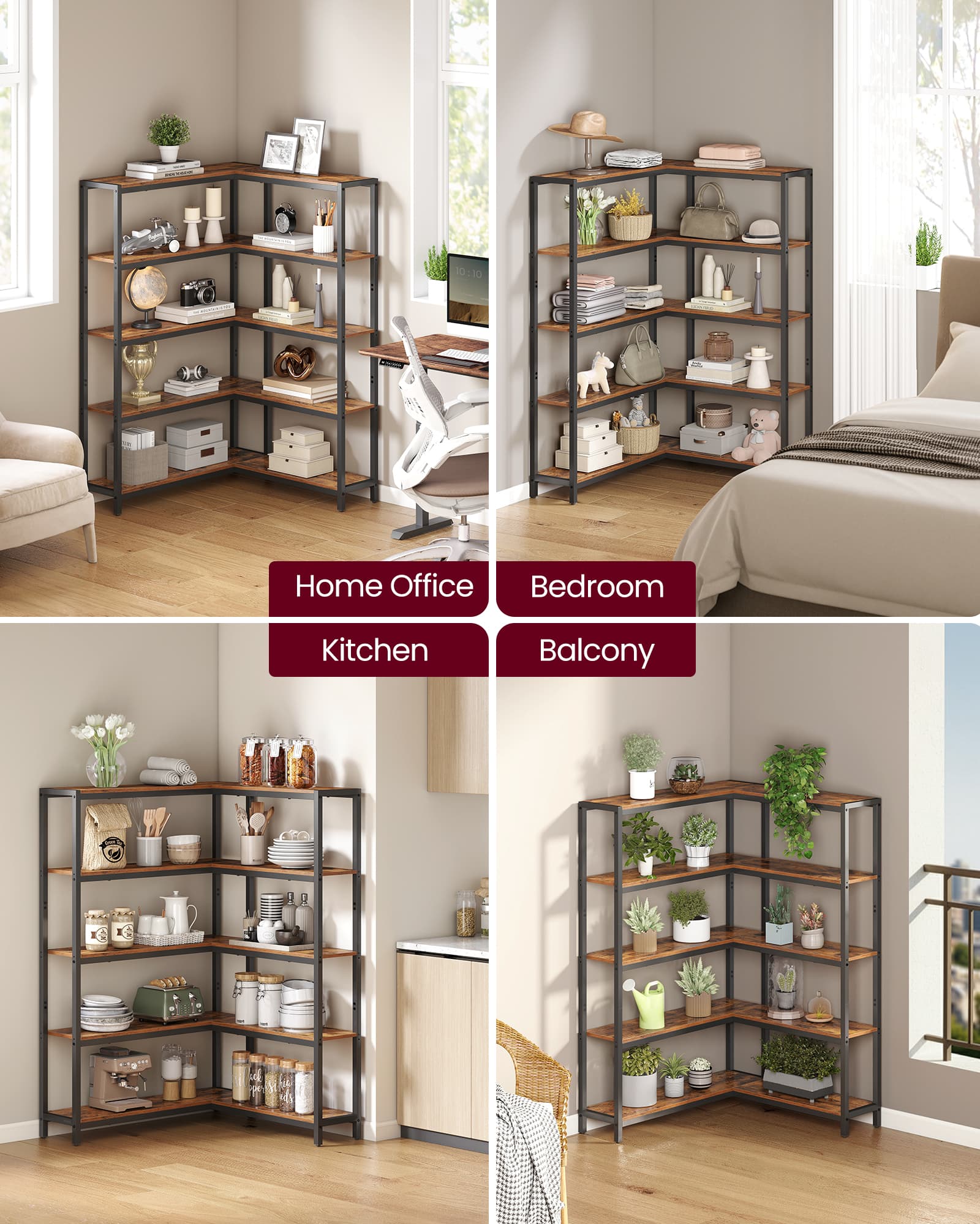 Wide Metal-Frame Bookshelf