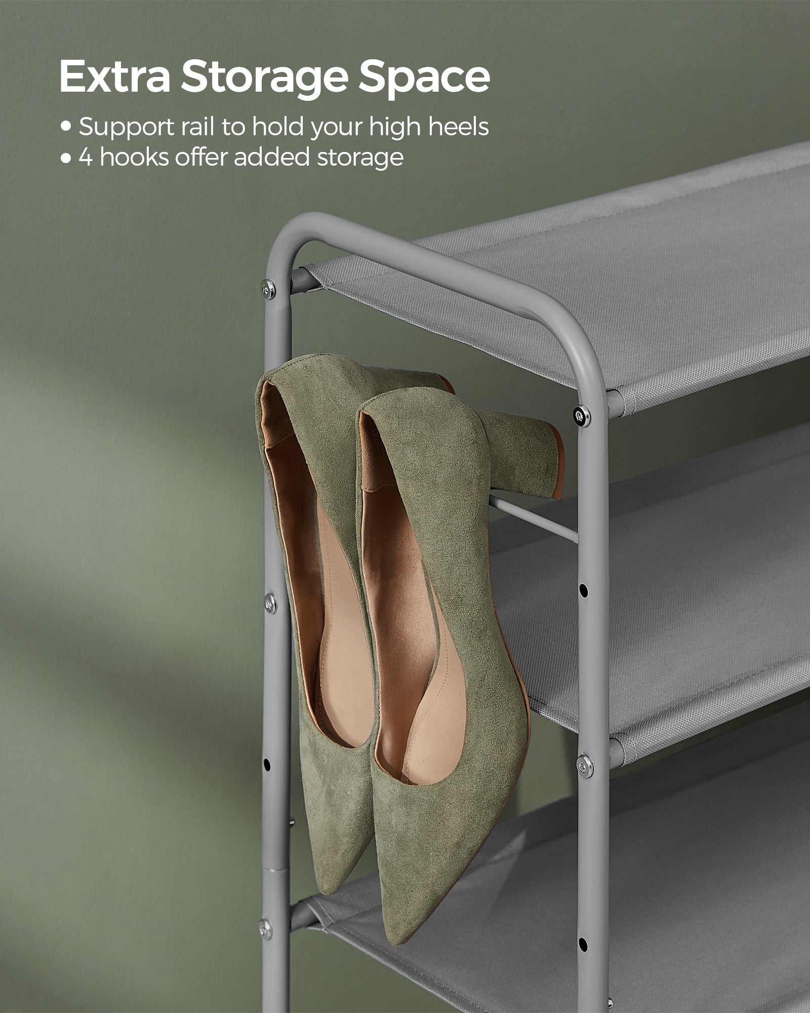 2 Tier Shoe Organizer Holds Up to 12 Pairs of Shoes - Dove Gray