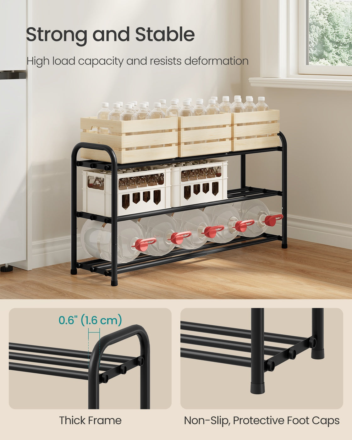 Expandable Shoe Rack 3-Tier Adjustable Ink Black