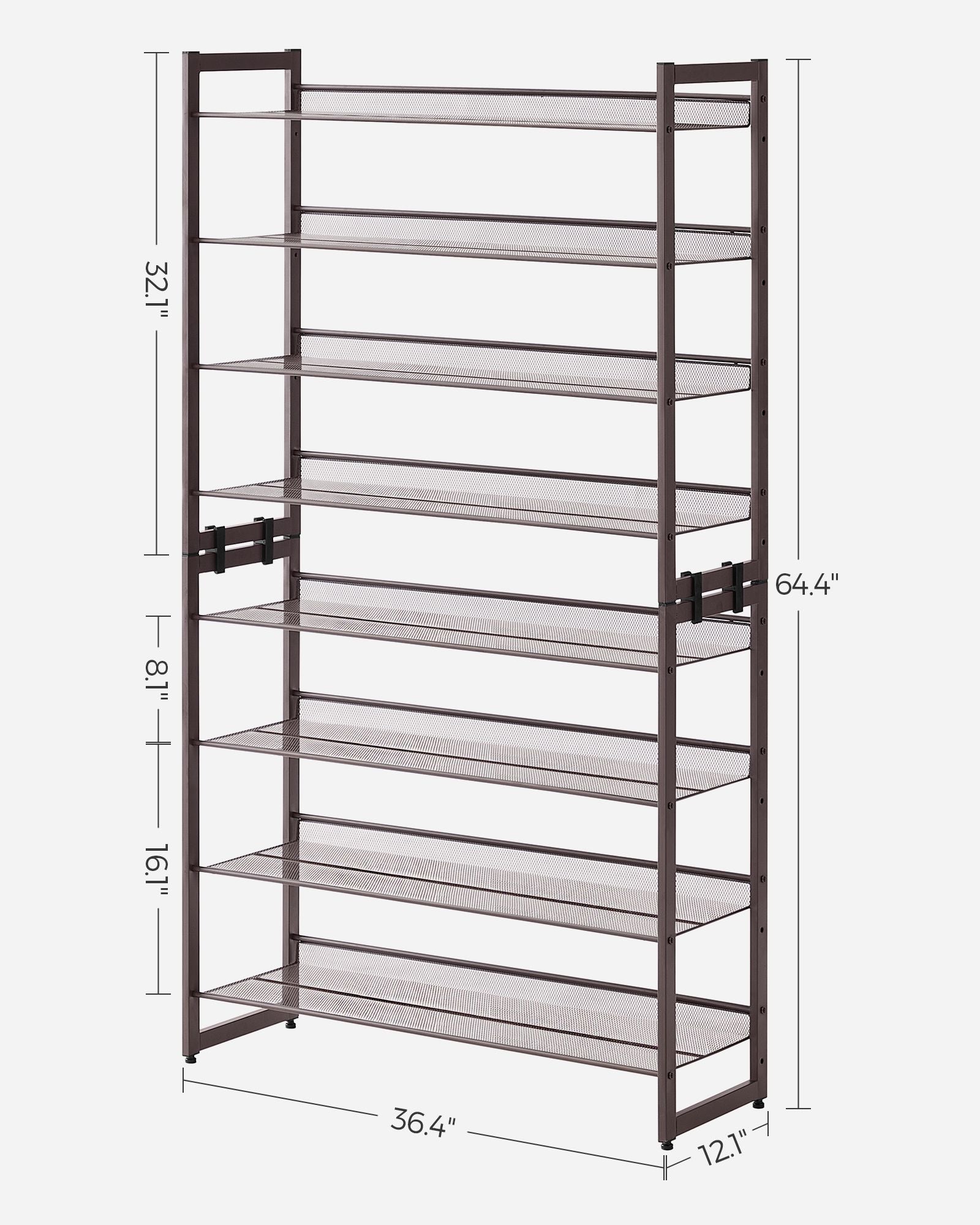 8-Tier Metal Shoe Organizer - Bronze