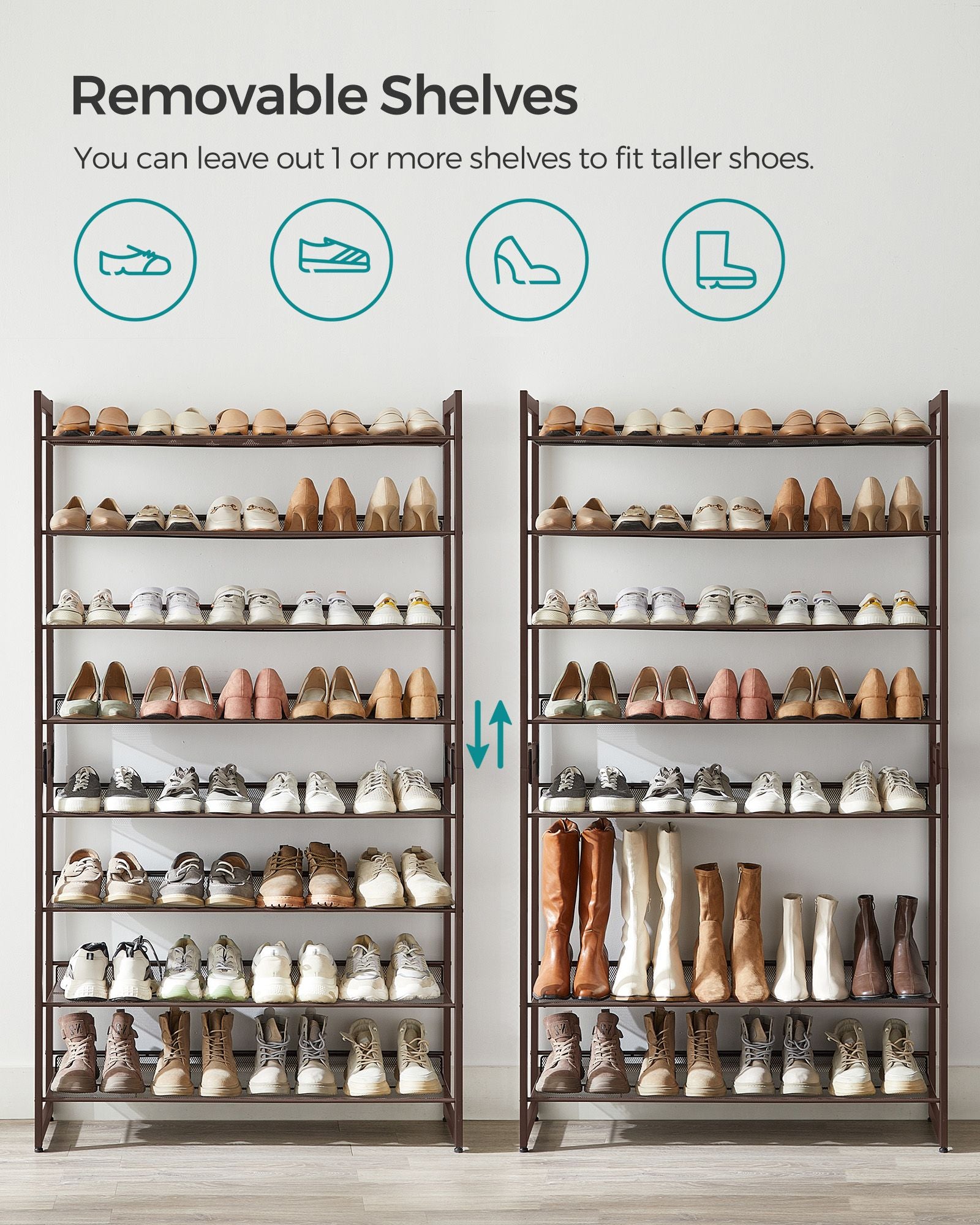 8-Tier Metal Shoe Organizer - Bronze