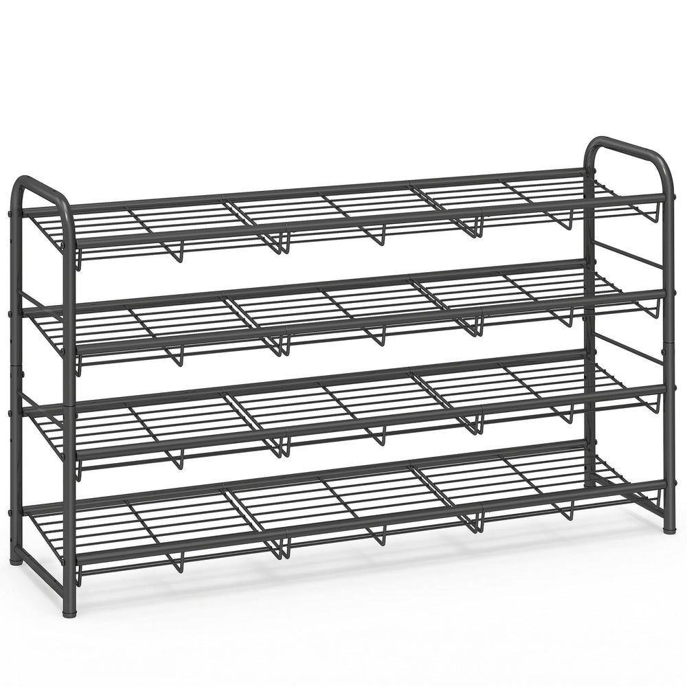 Shoe Rack - 4 Tier Shoe Organizer for Closet - Holds Up to 20 Pairs of Shoes - Shoe Rack for Front Door Entrance - Metal Shoe Shelf with Adjustable Tilt Angle - for Entryway - Garage - Black