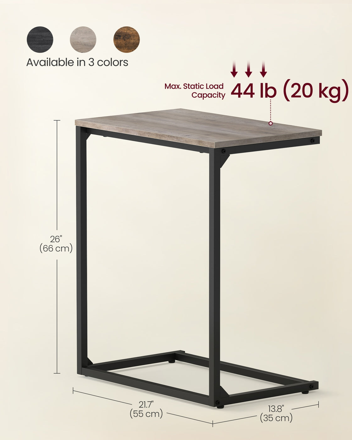 C Shape Side Table for Sofa and Bed in Living Room and Bedroom