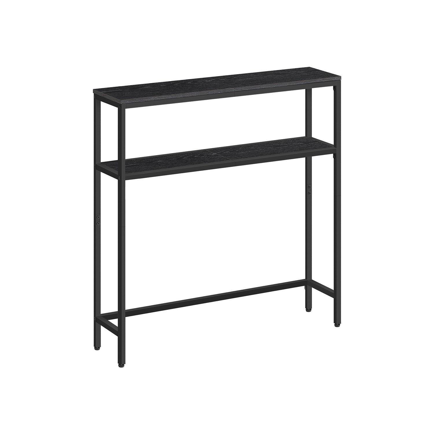 2-Tier Console Table with 2 Shelves - Charcoal Gray, Ink Black - 7.9"D x 31.5"W x 31.5"H