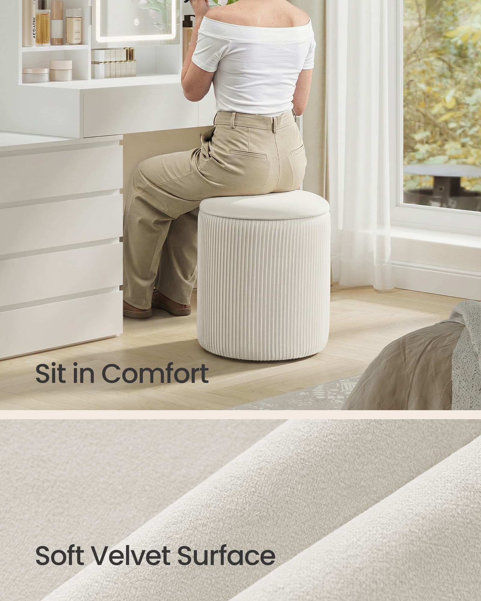 Set Of 2 Round Storage Stools